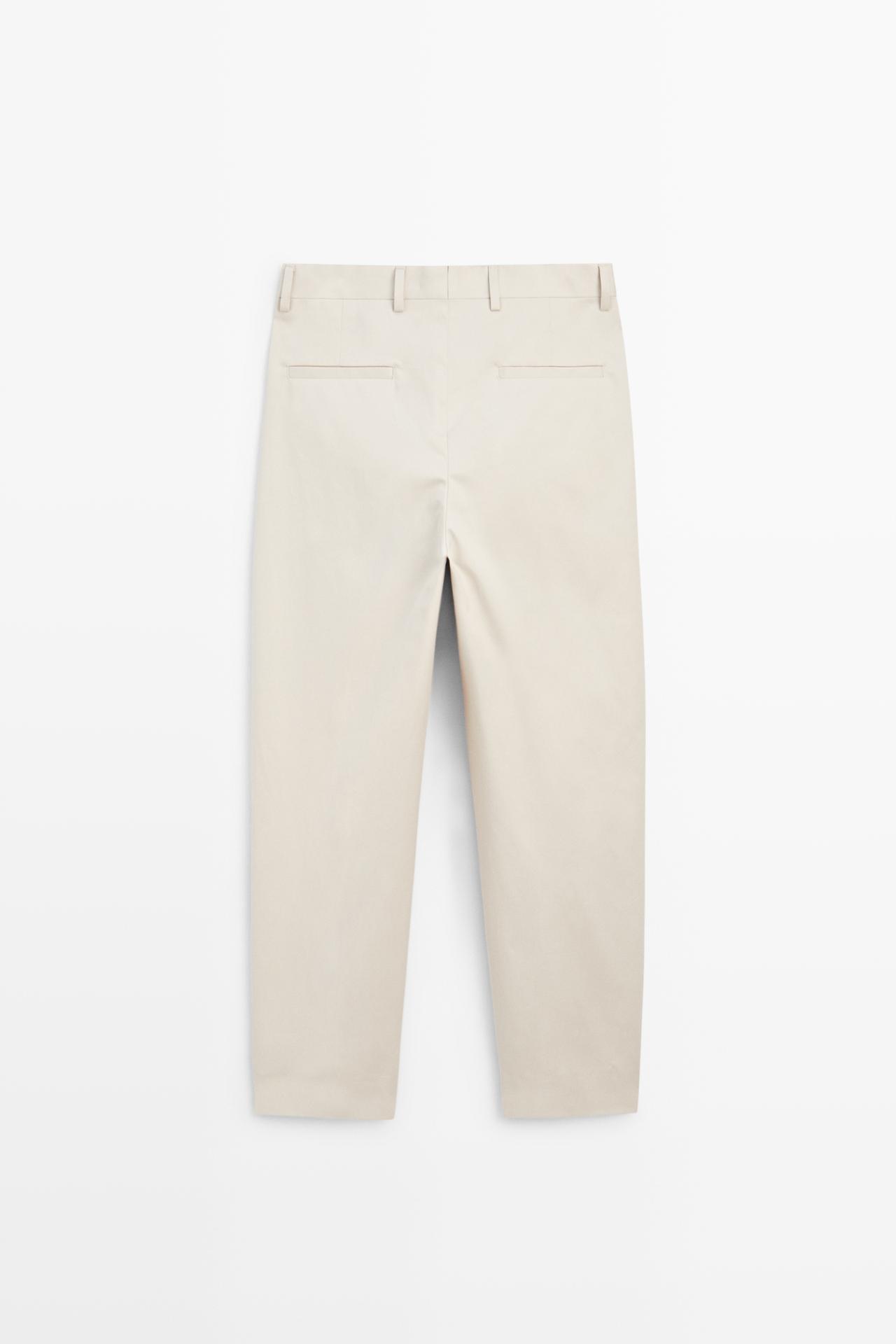 100% cotton darted pants — BEIGE