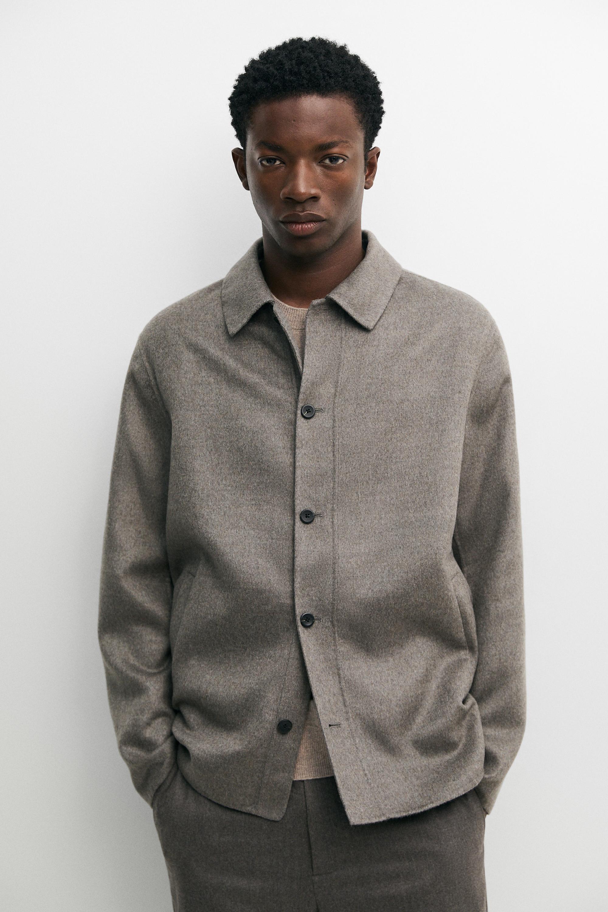 Wool blend overshirt with button detail