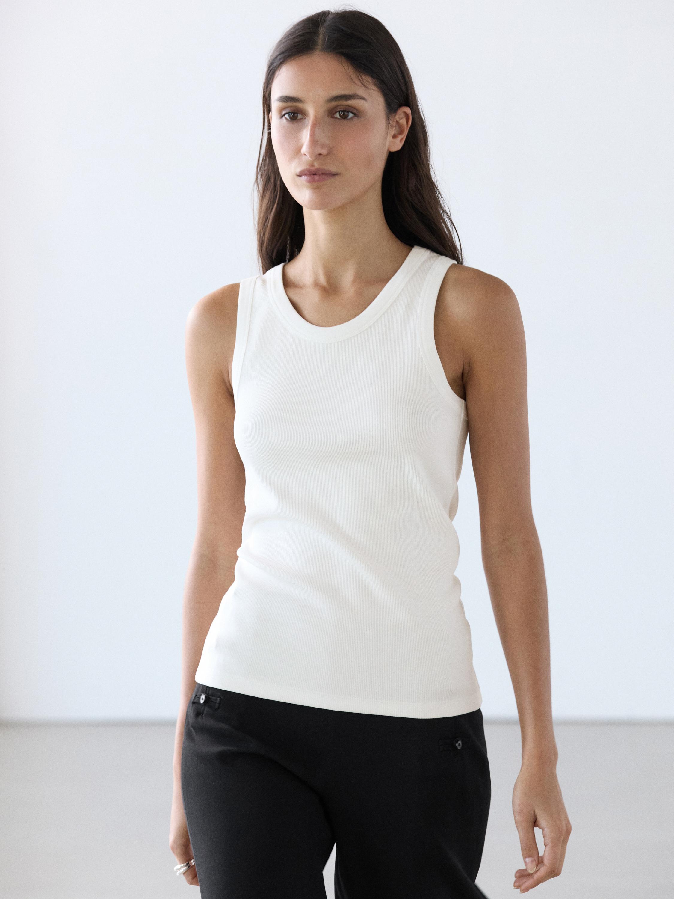 Cotton blend halter top — WHITE