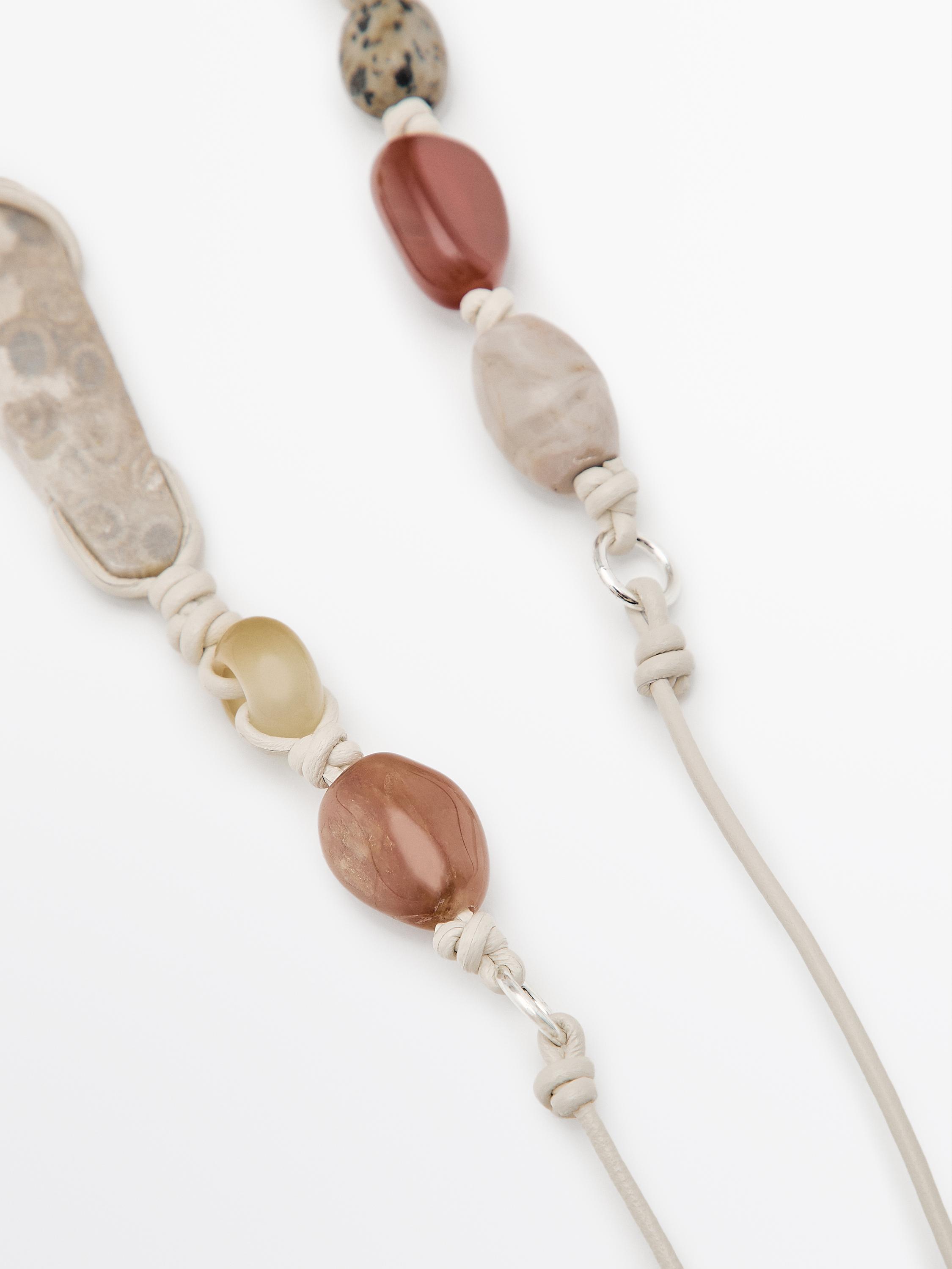 Leather cord belt with stones