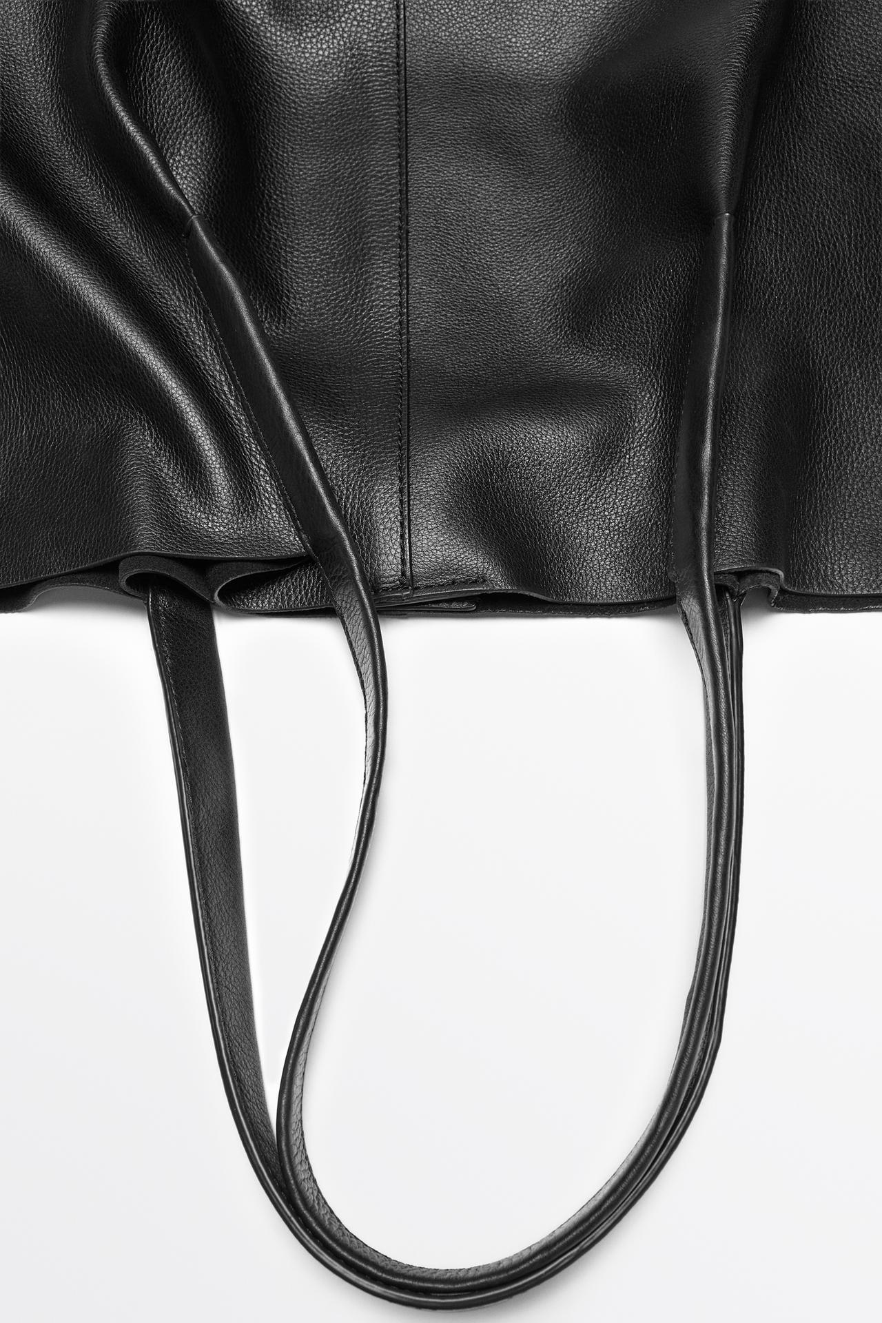 Nappa leather tote bag — BLACK