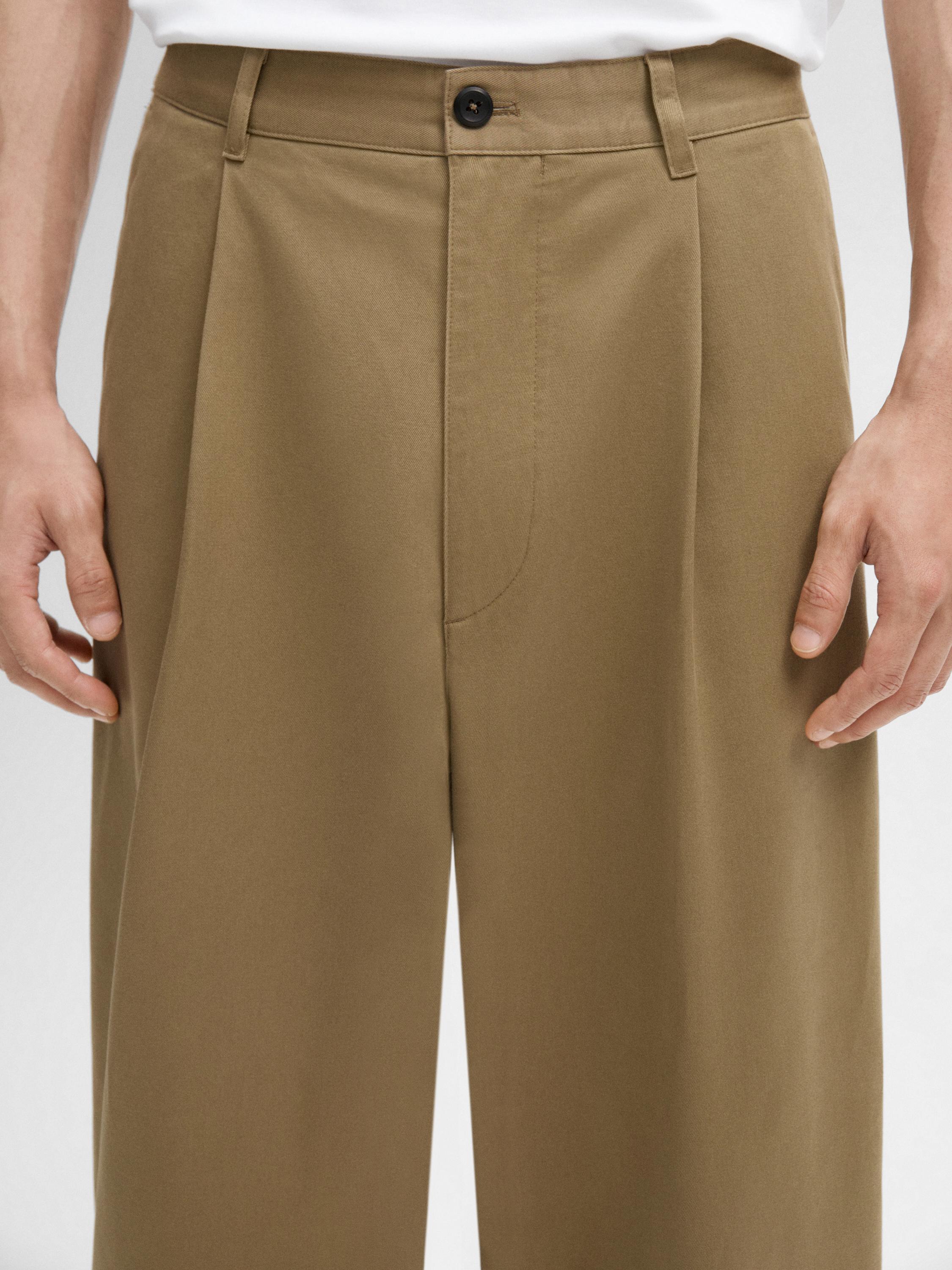 Wide-leg twill trousers