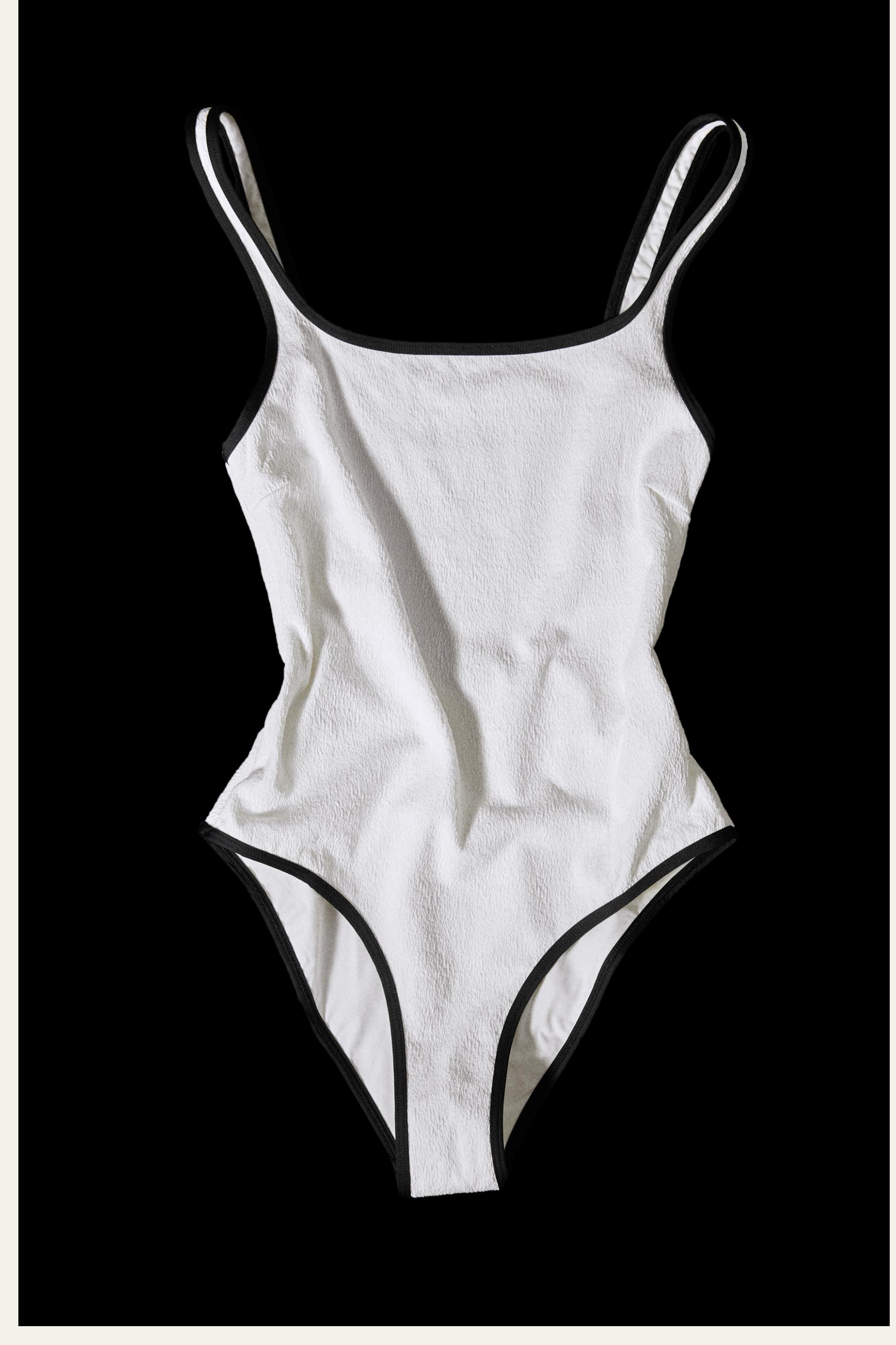 Contrast texture swimsuit — Off white