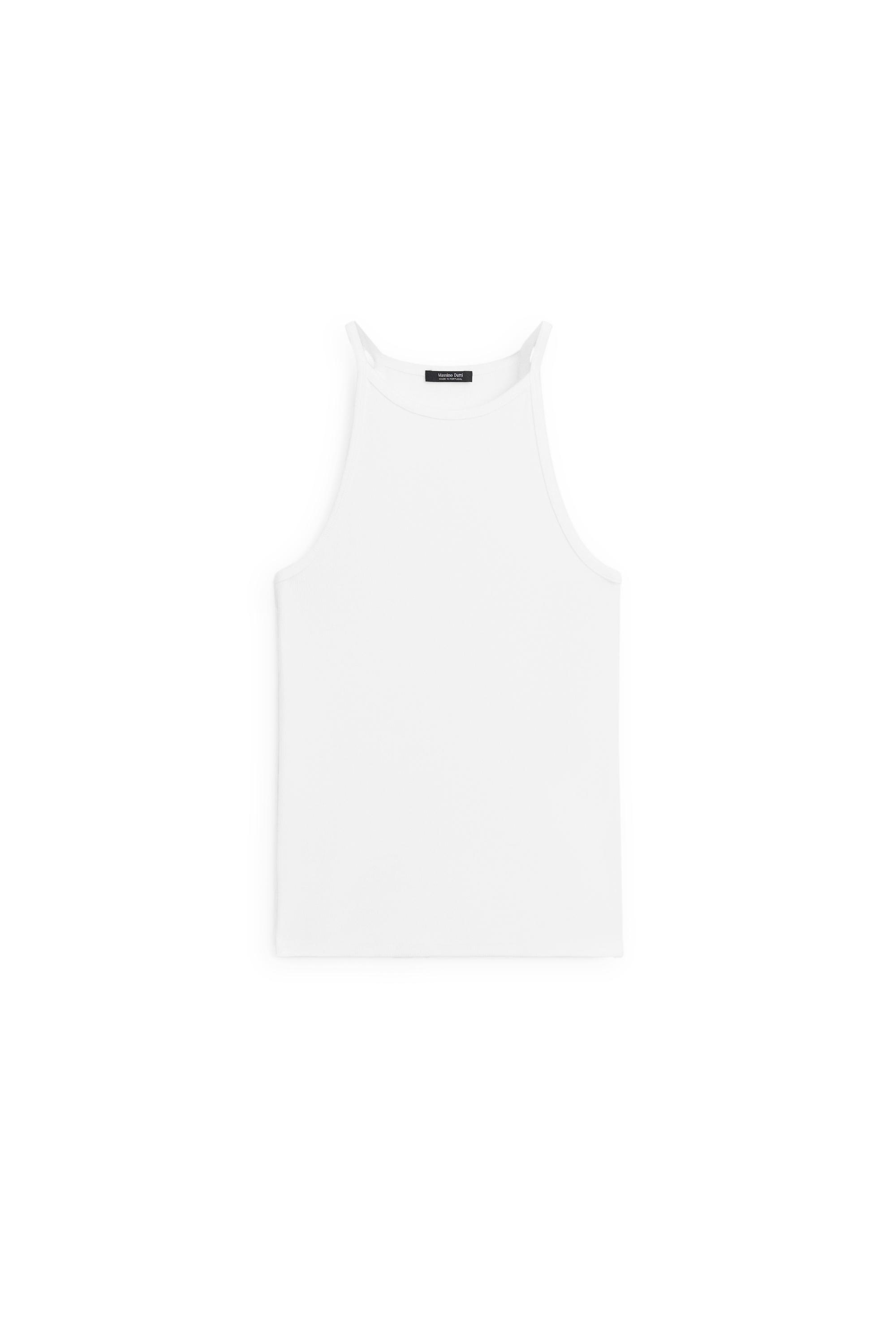 Cotton blend halter top — WHITE