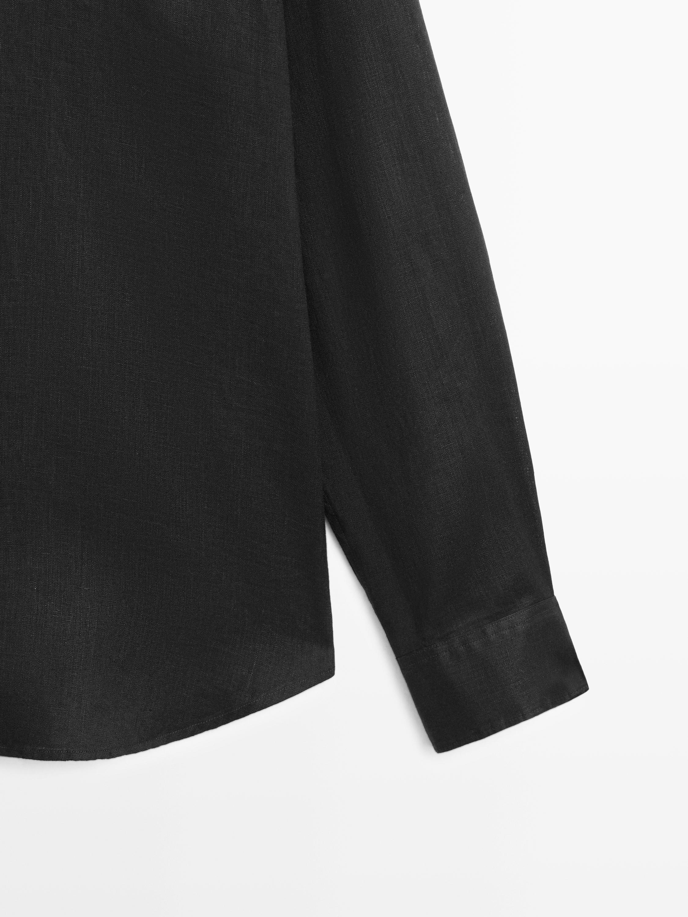 100% linen slim fit shirt — BLACK