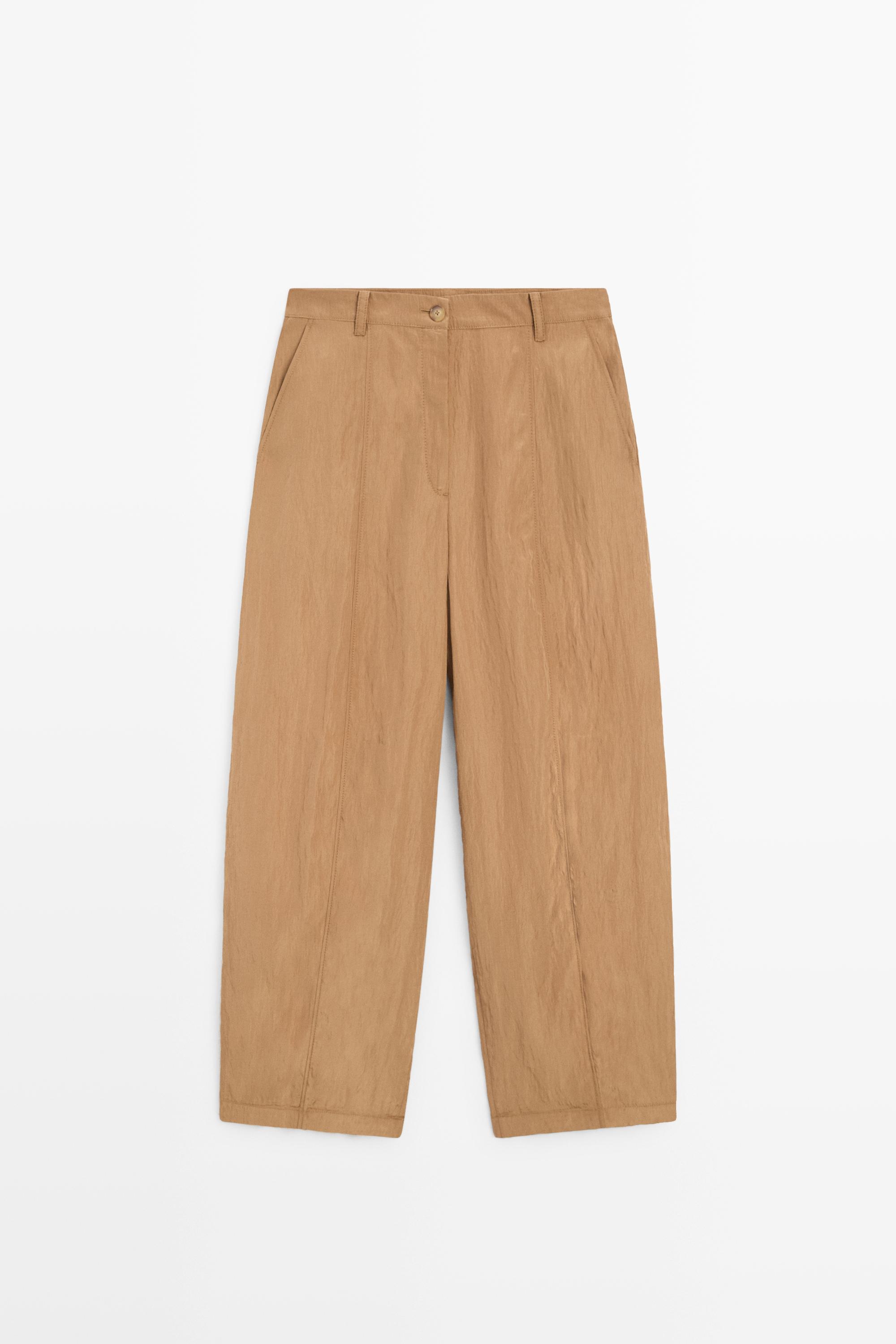 Lightweight barrel fit trousers — Caramel