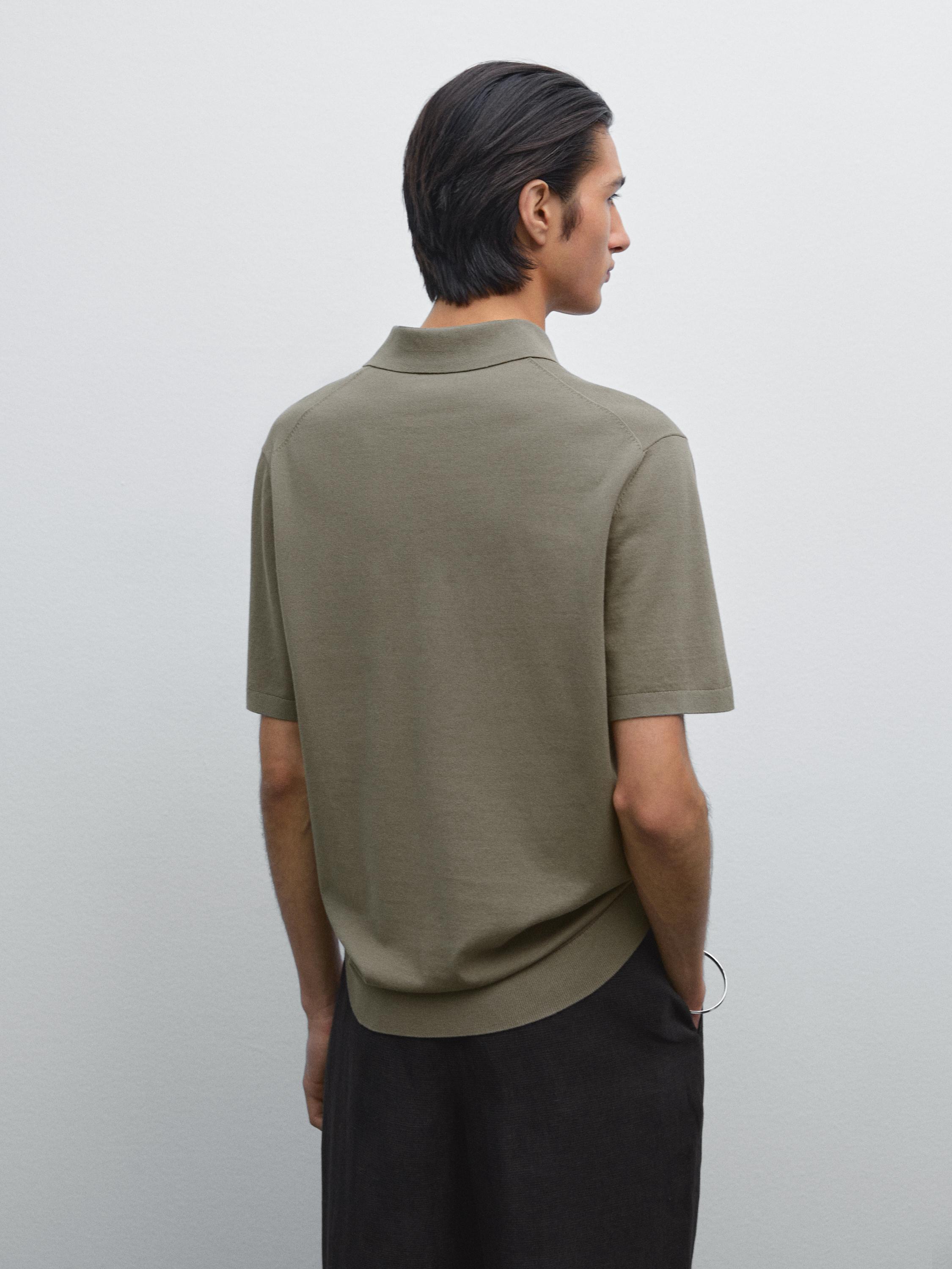 Short sleeve cotton knit polo shirt