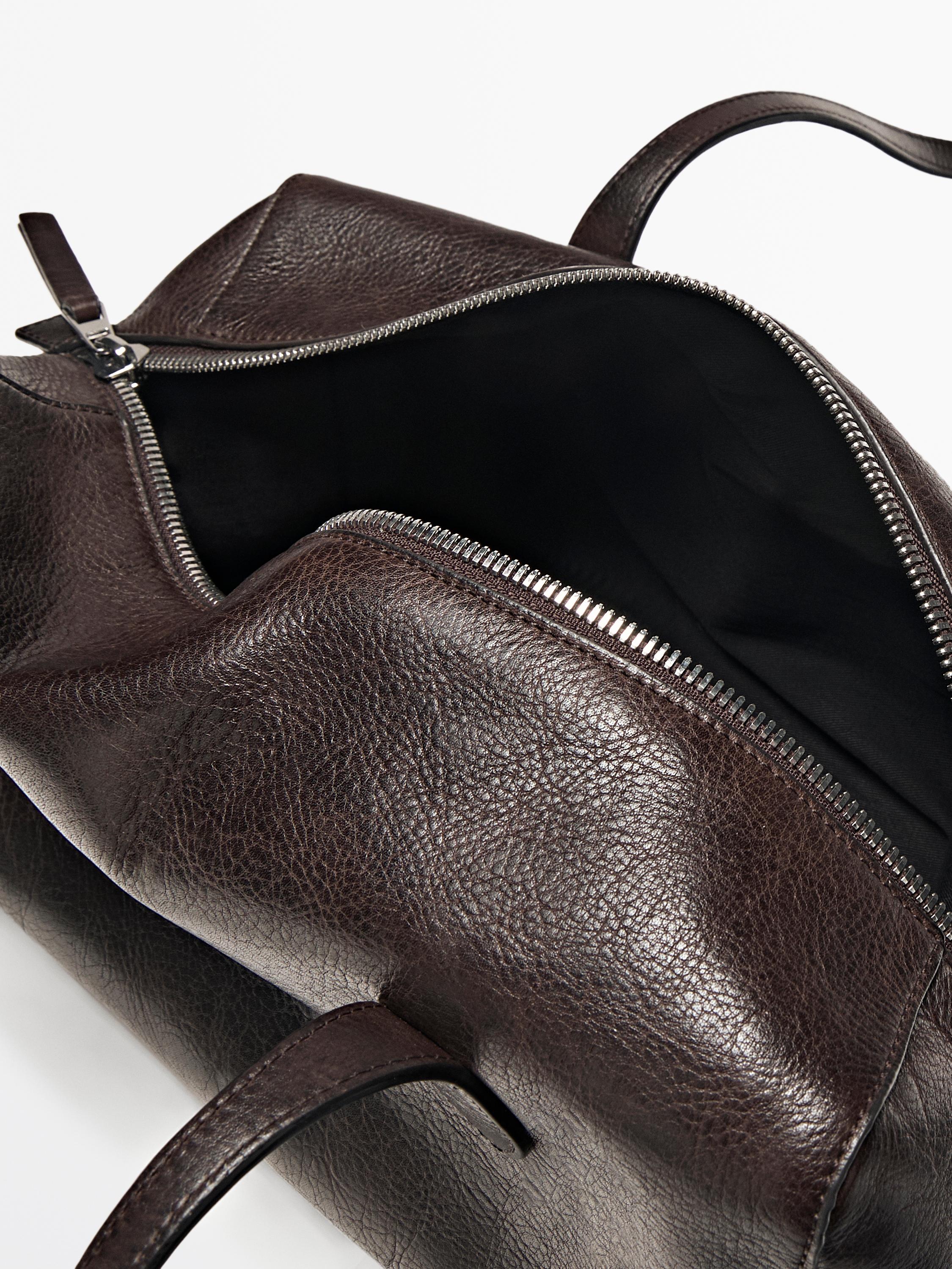 Nappa leather west satchel bag — BROWN