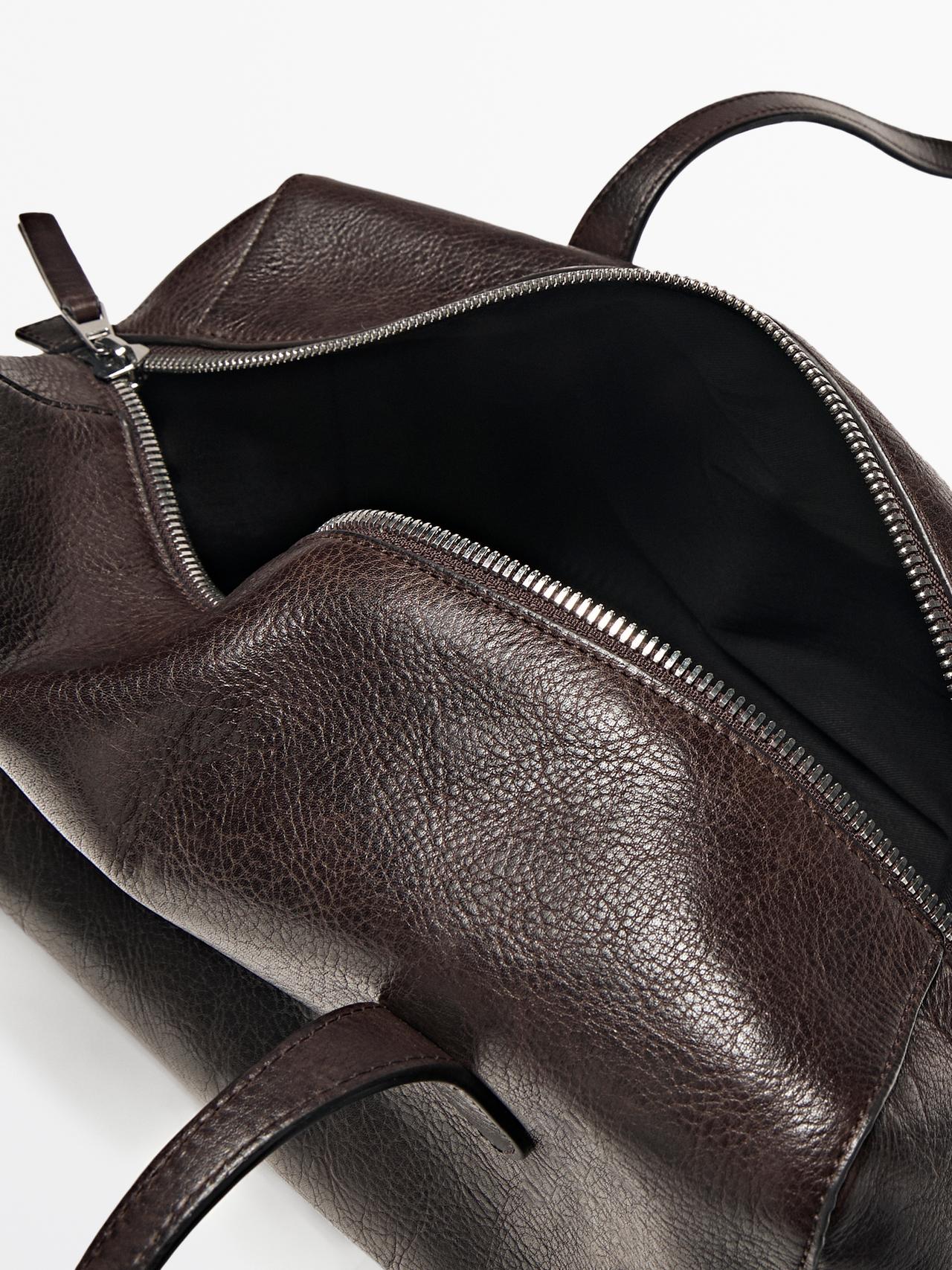 West nappa leather satchel — BROWN
