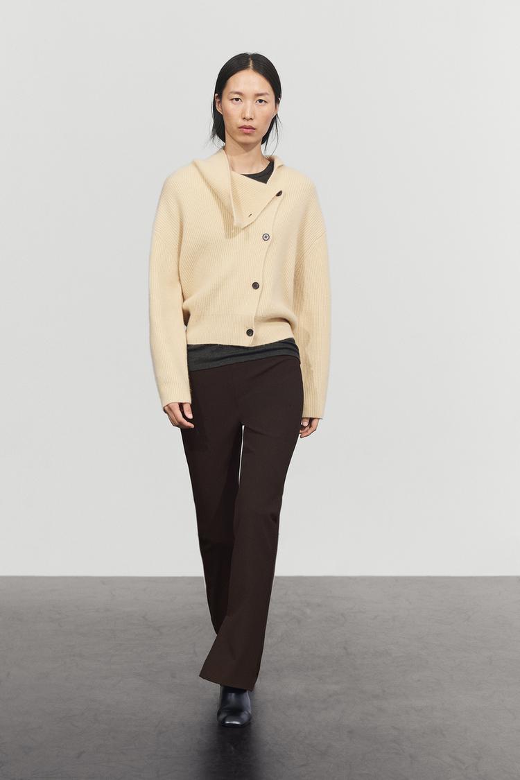 Cashmere blend button detail cardigan — Vanilla
