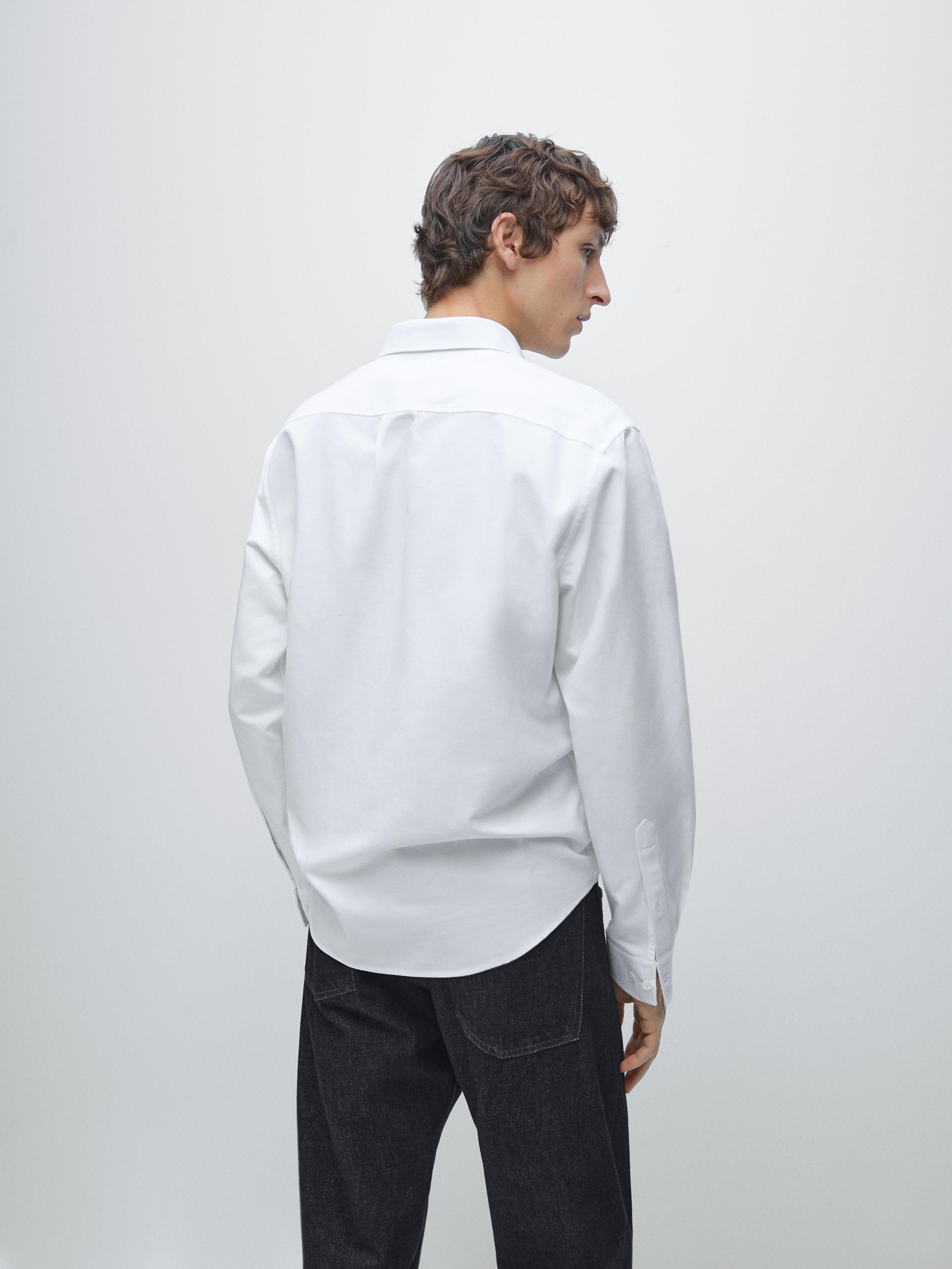 100% cotton regular fit Oxford shirt — WHITE