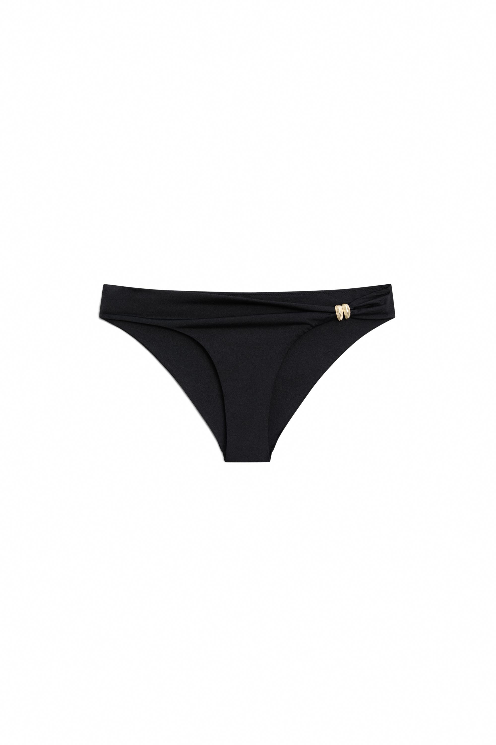Bikini bottoms with rhinestone detail — BLACK