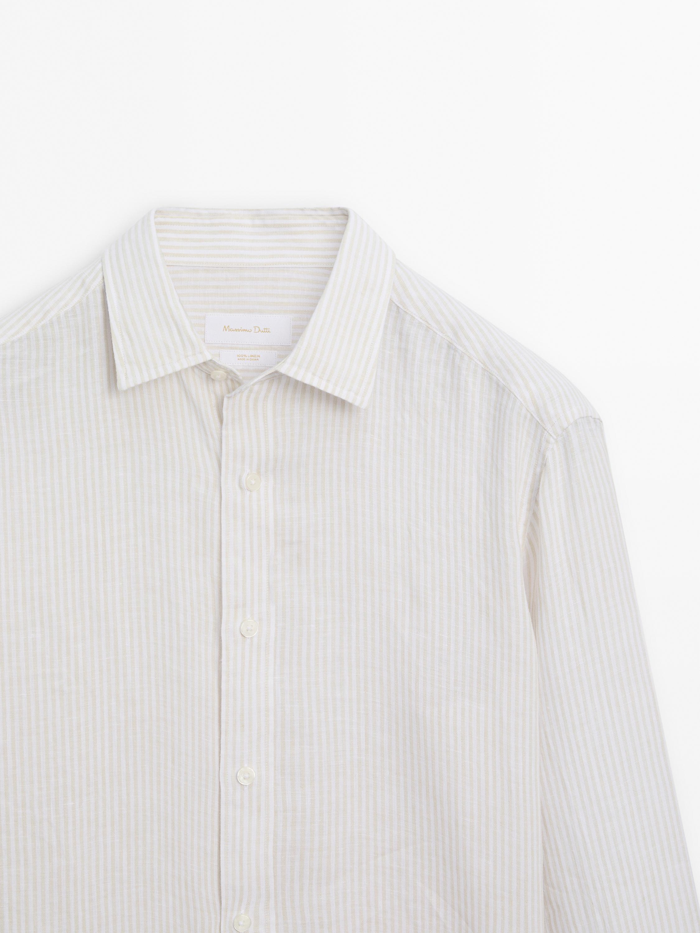 100% linen striped shirt