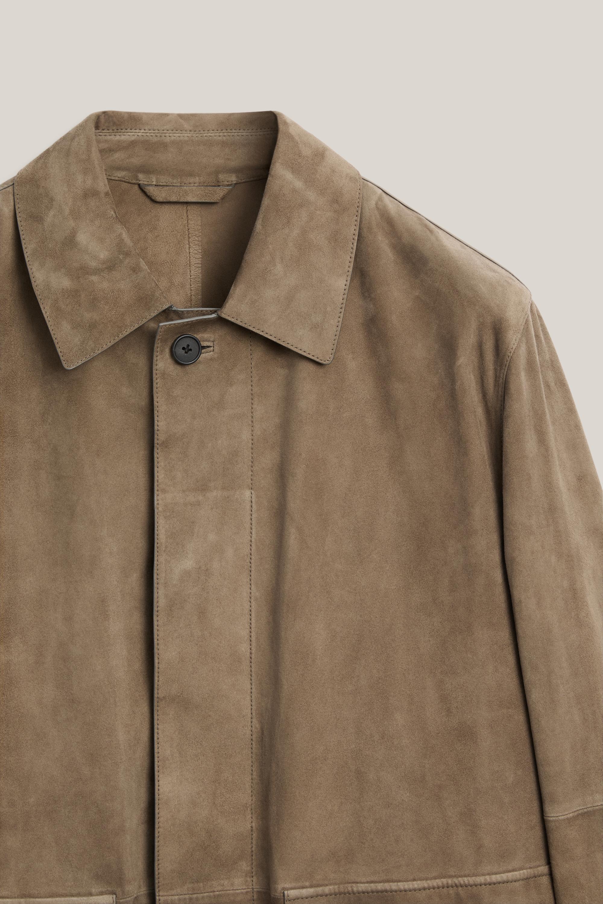 Suede leather overshirt with pockets - LIMITED EDITION — PALE GREEN