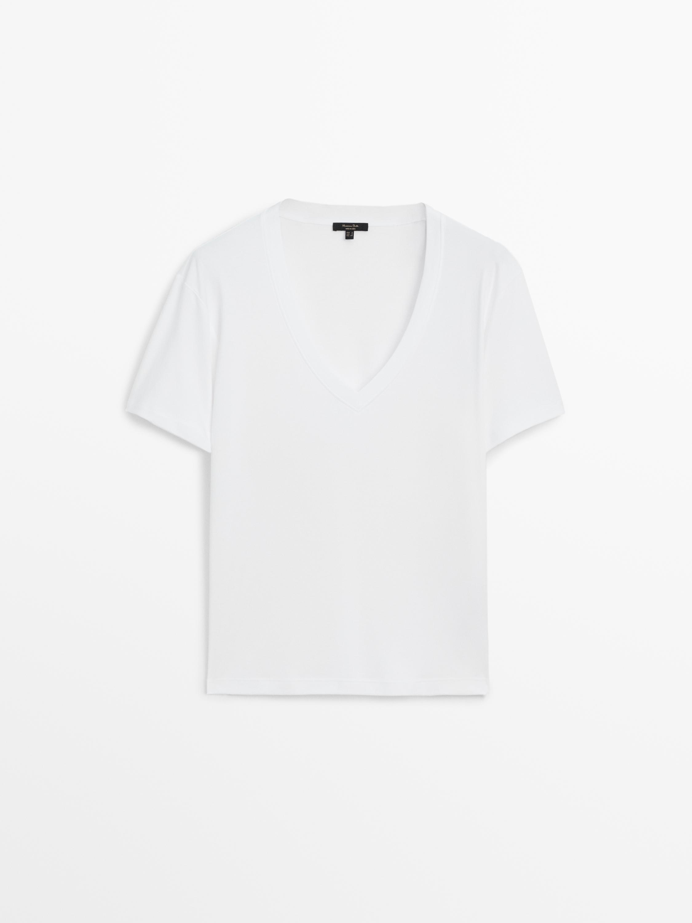 T-shirt 100 % coton, col en V