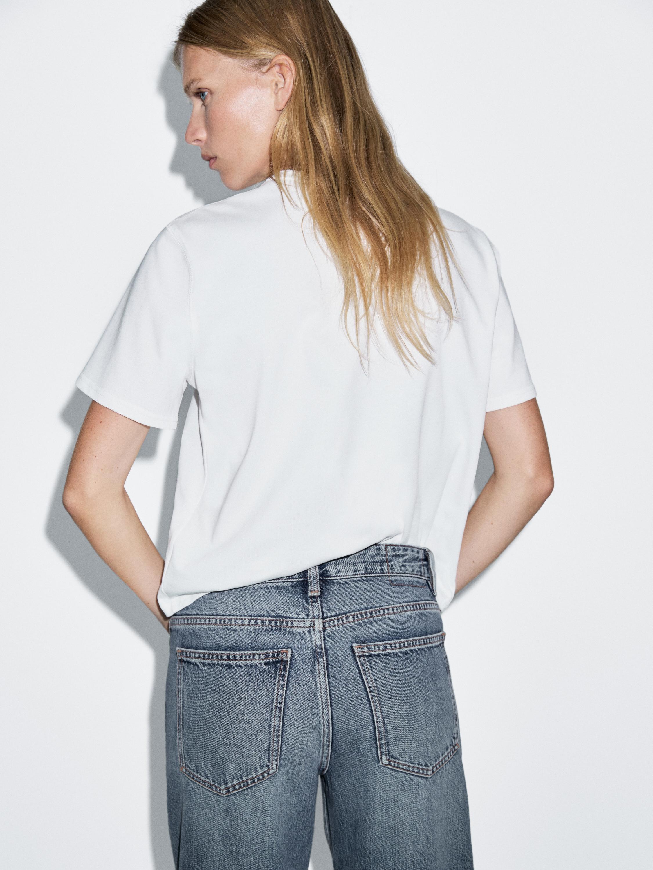 Jeans wide leg tiro medio