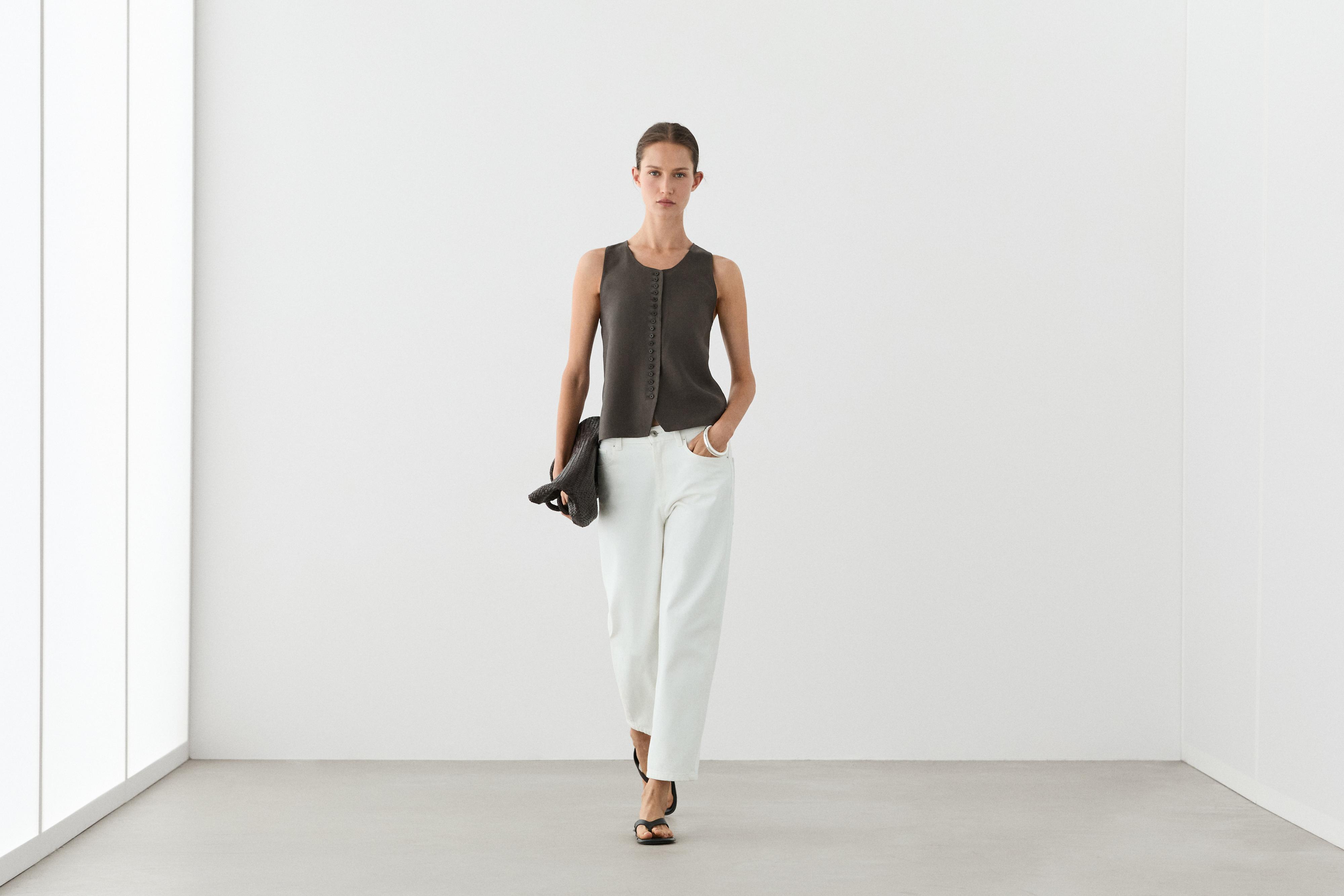 100% linen vest — BROWN MARL