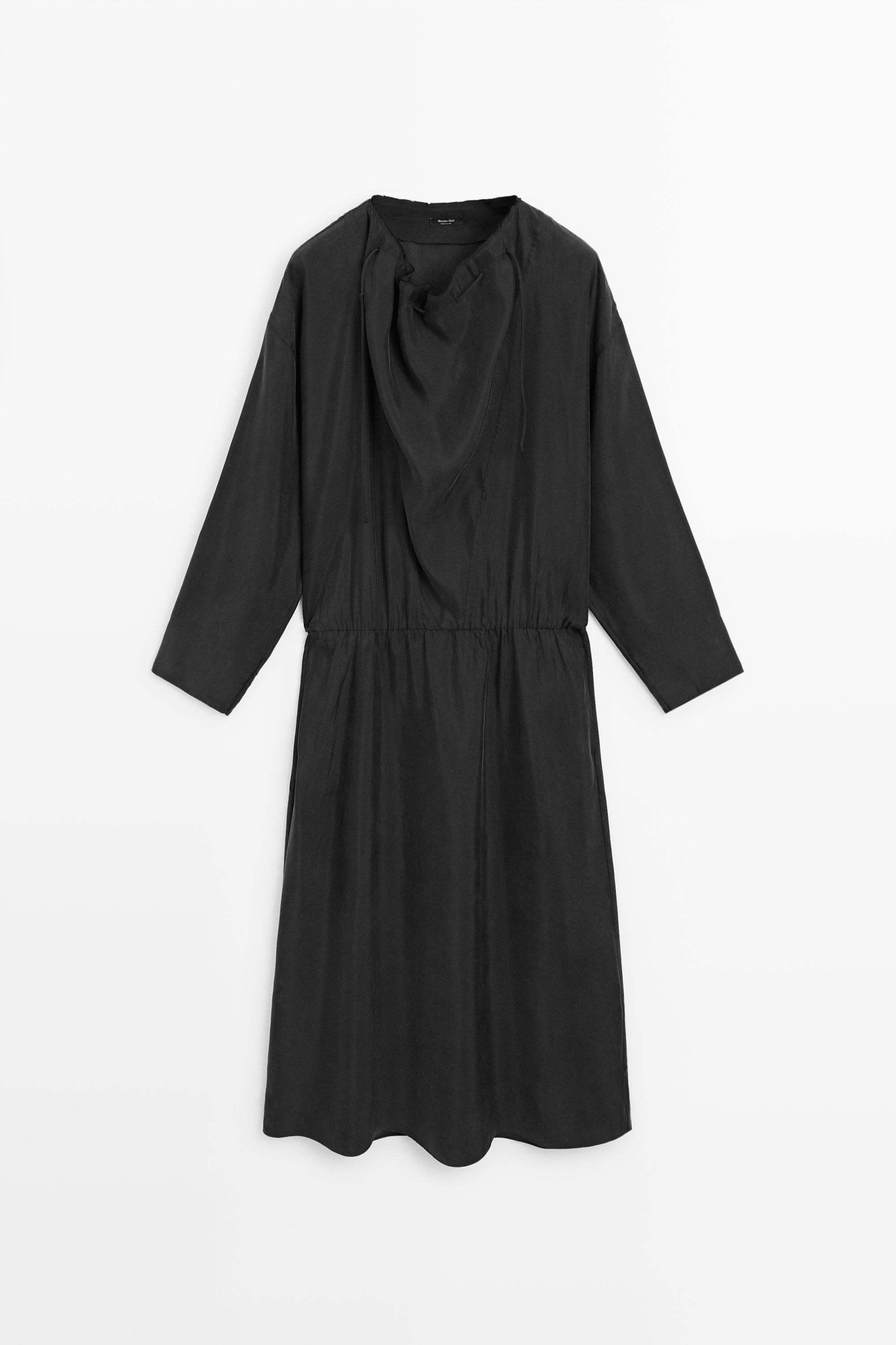 Robe midi fluide détail col
