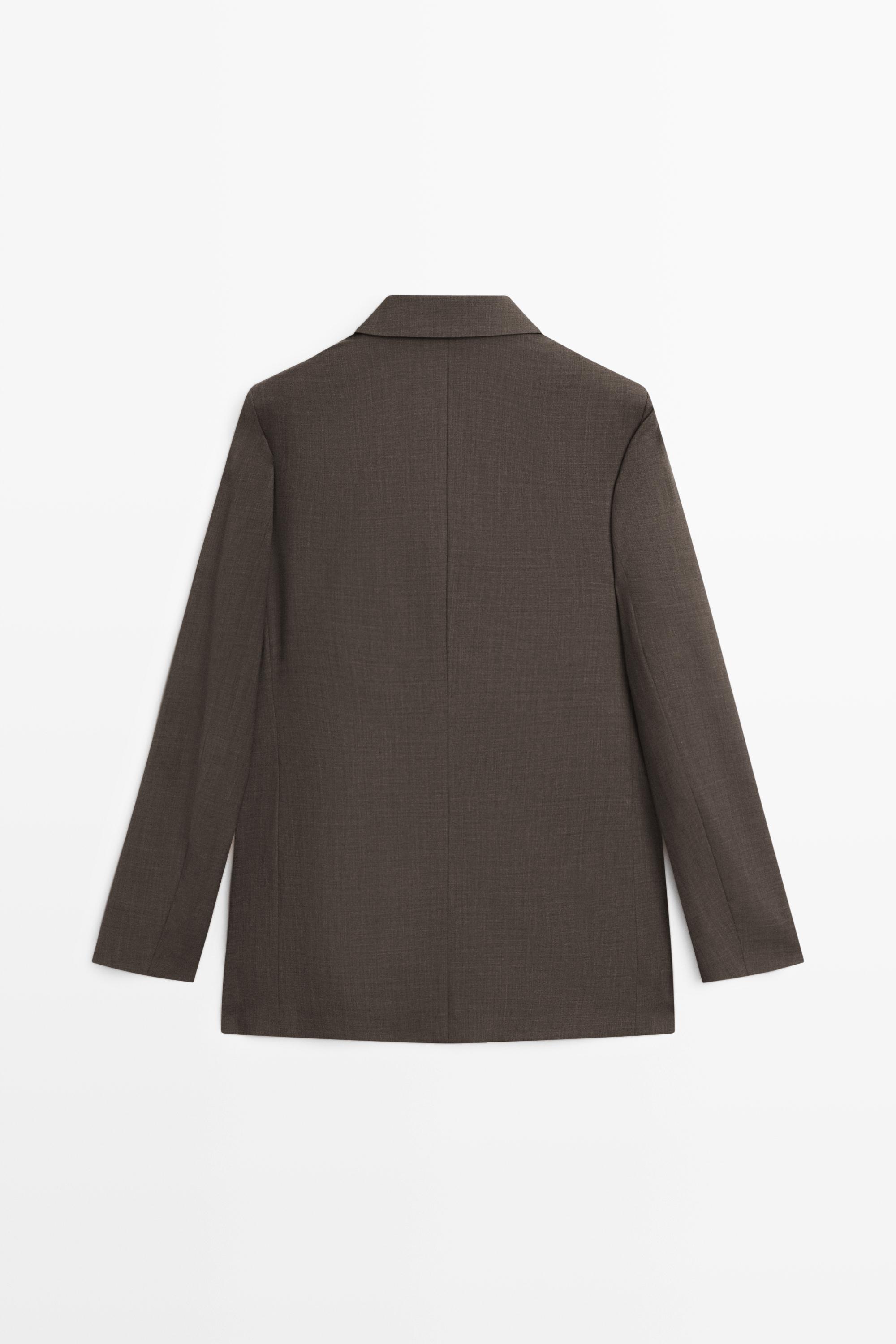 Double-breasted blazer with pocket detail — DARK GREY
