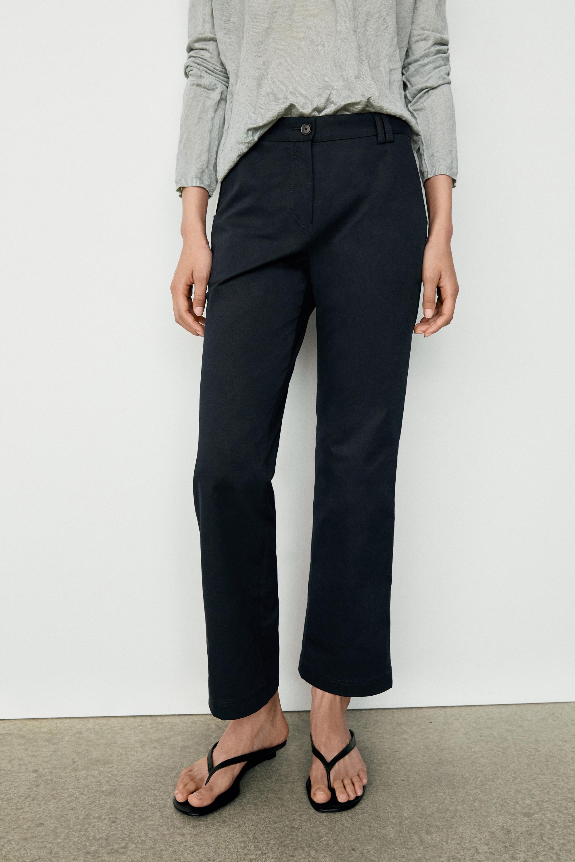 Stretch cotton blend mini flare pants — DEEP BLUE