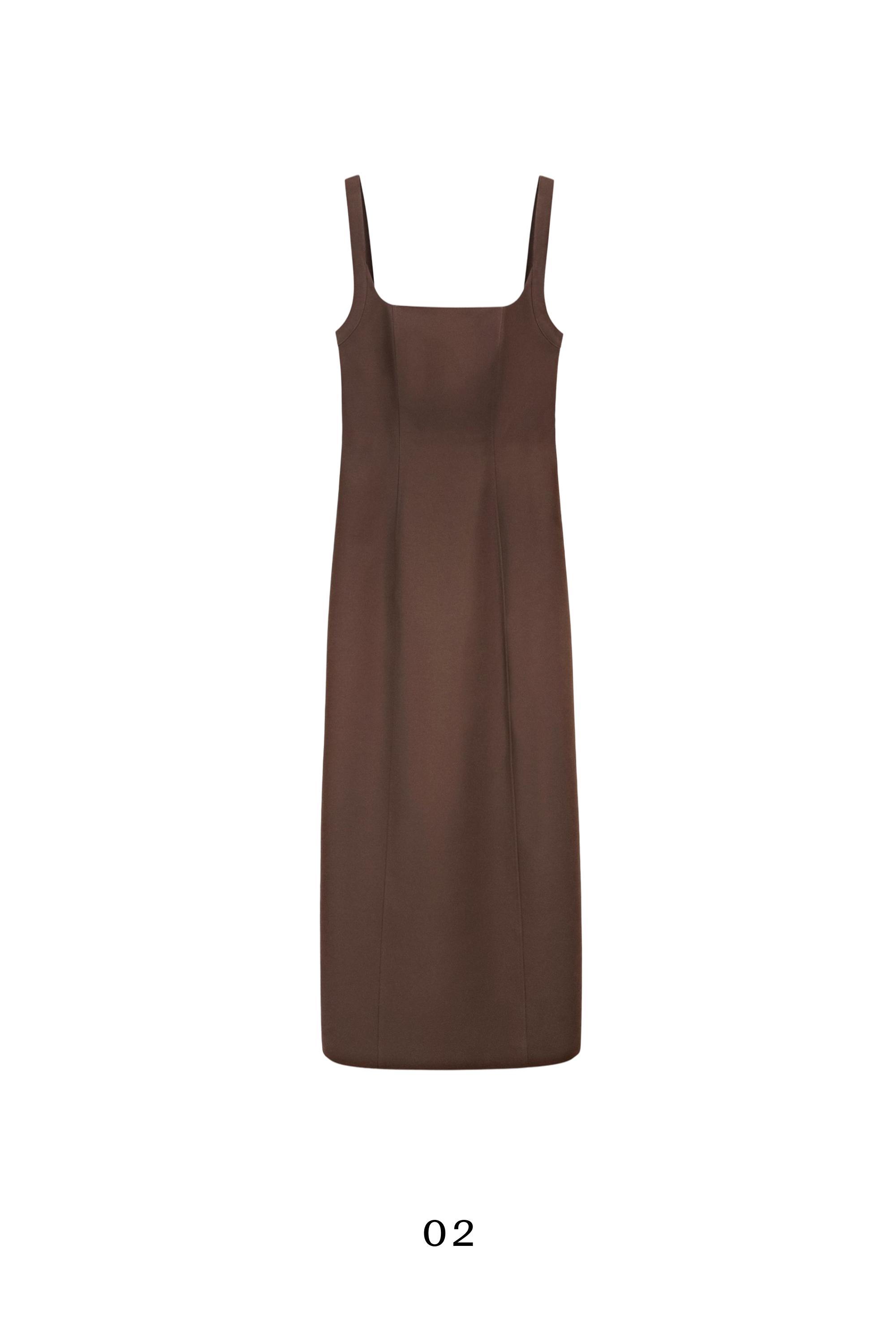 Cotton blend strappy midi dress