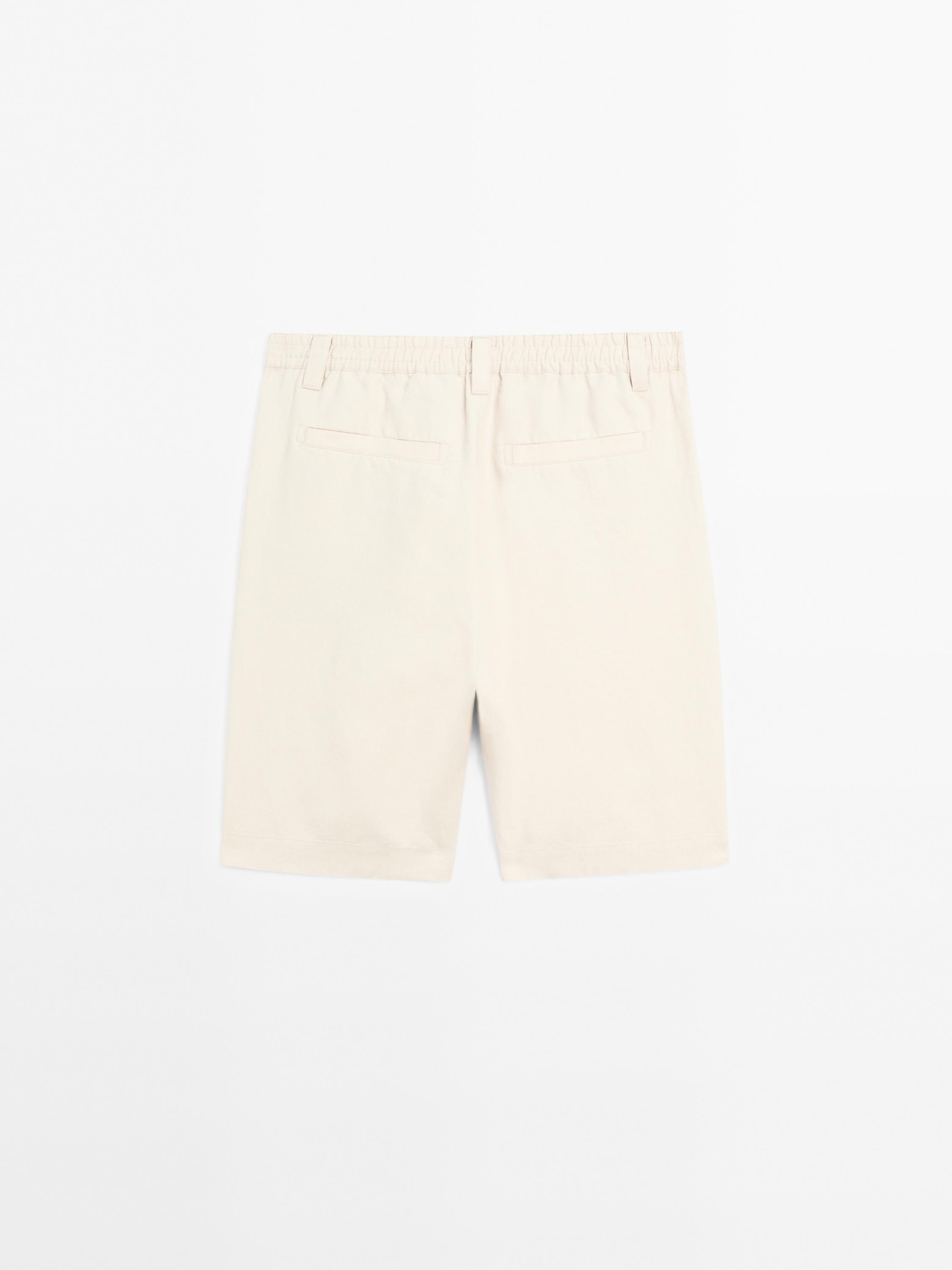 100% linen darted Bermuda shorts