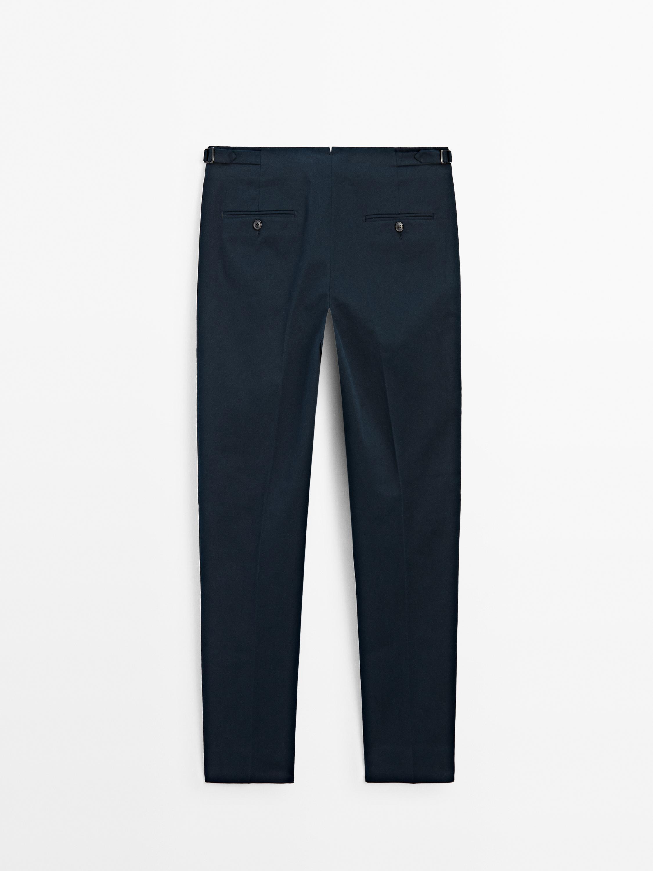 Cotton blend regular fit trousers