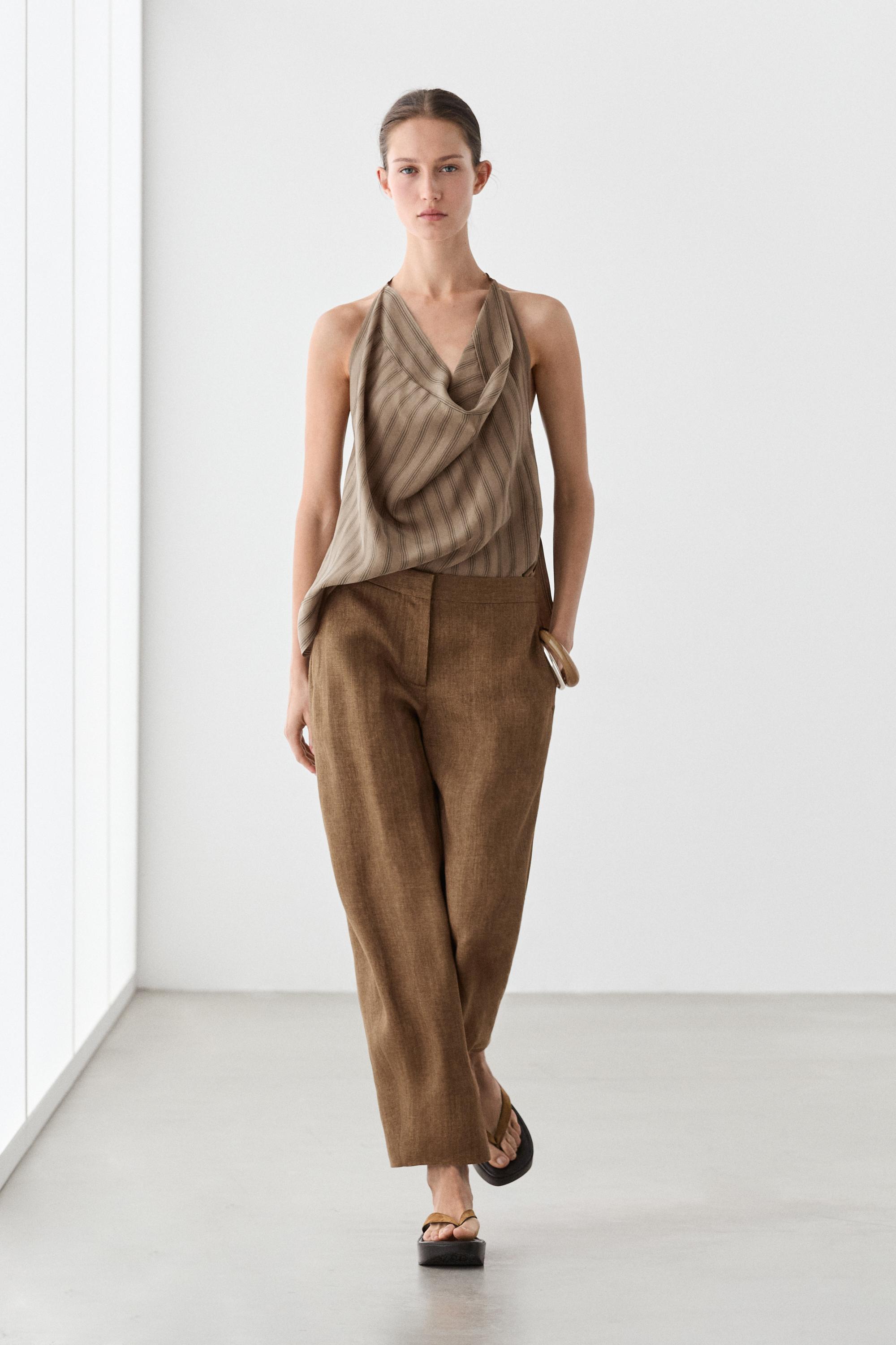 100% linen barrel fit pants