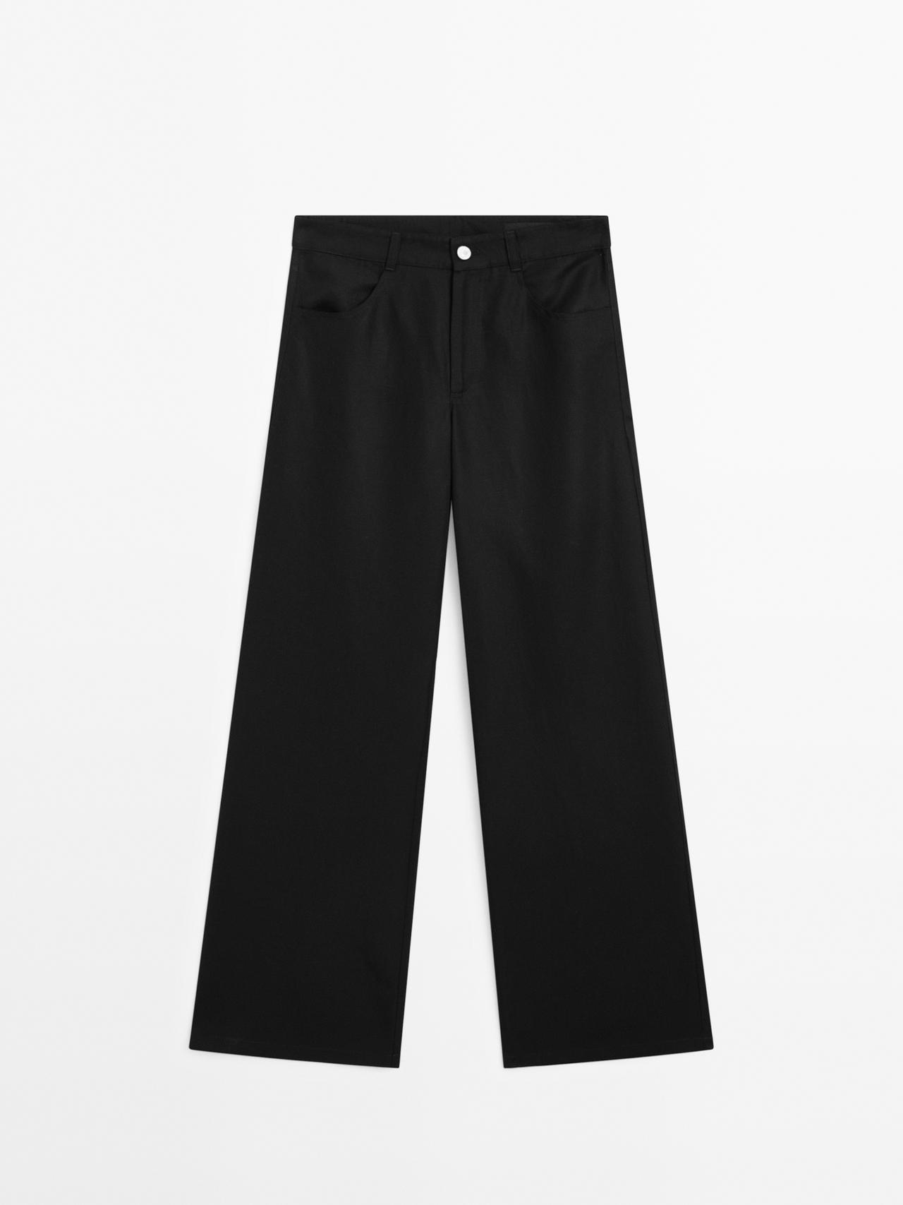 Pantalón Palazzo Tencel - Negro - 42 - Massimo Dutti - Mujer