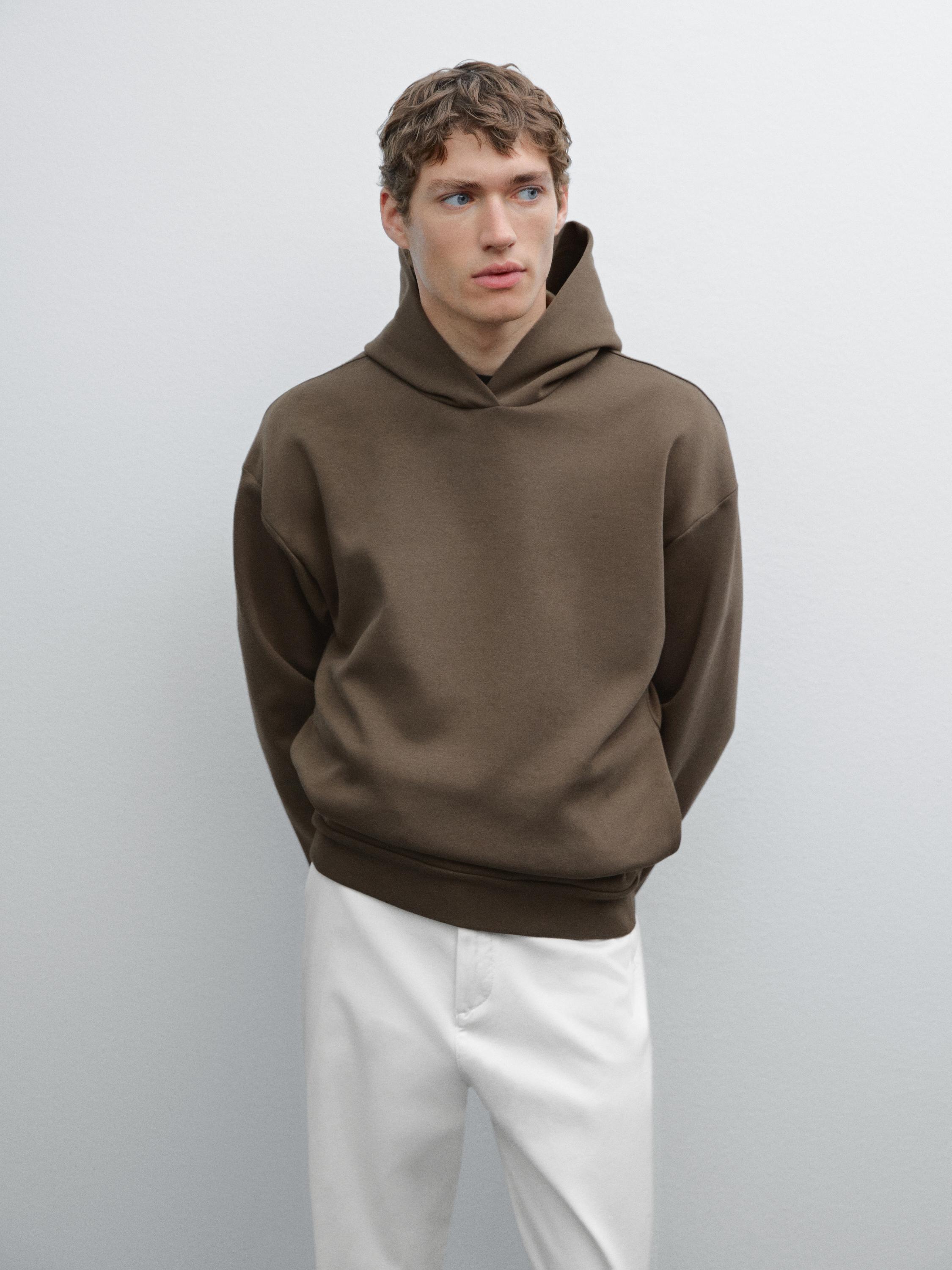 Cotton blend hooded sweatshirt