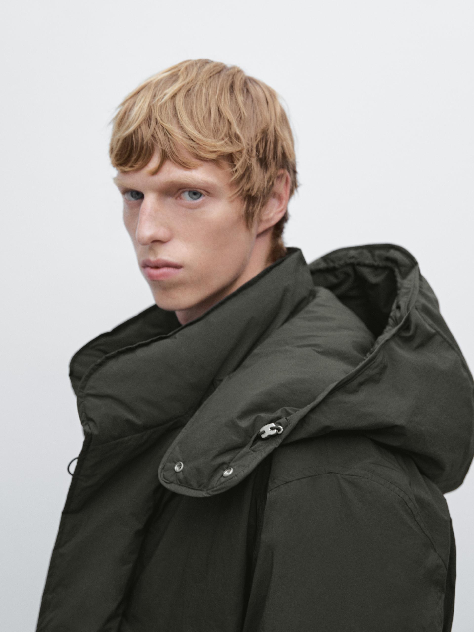 Parka Corto Imbottito Misto Piuma E Piumino - Verde - Xl - Massimo Dutti - Maschile