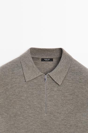 Wool blend quarter-zip knit sweater — DARK KHAKI 9