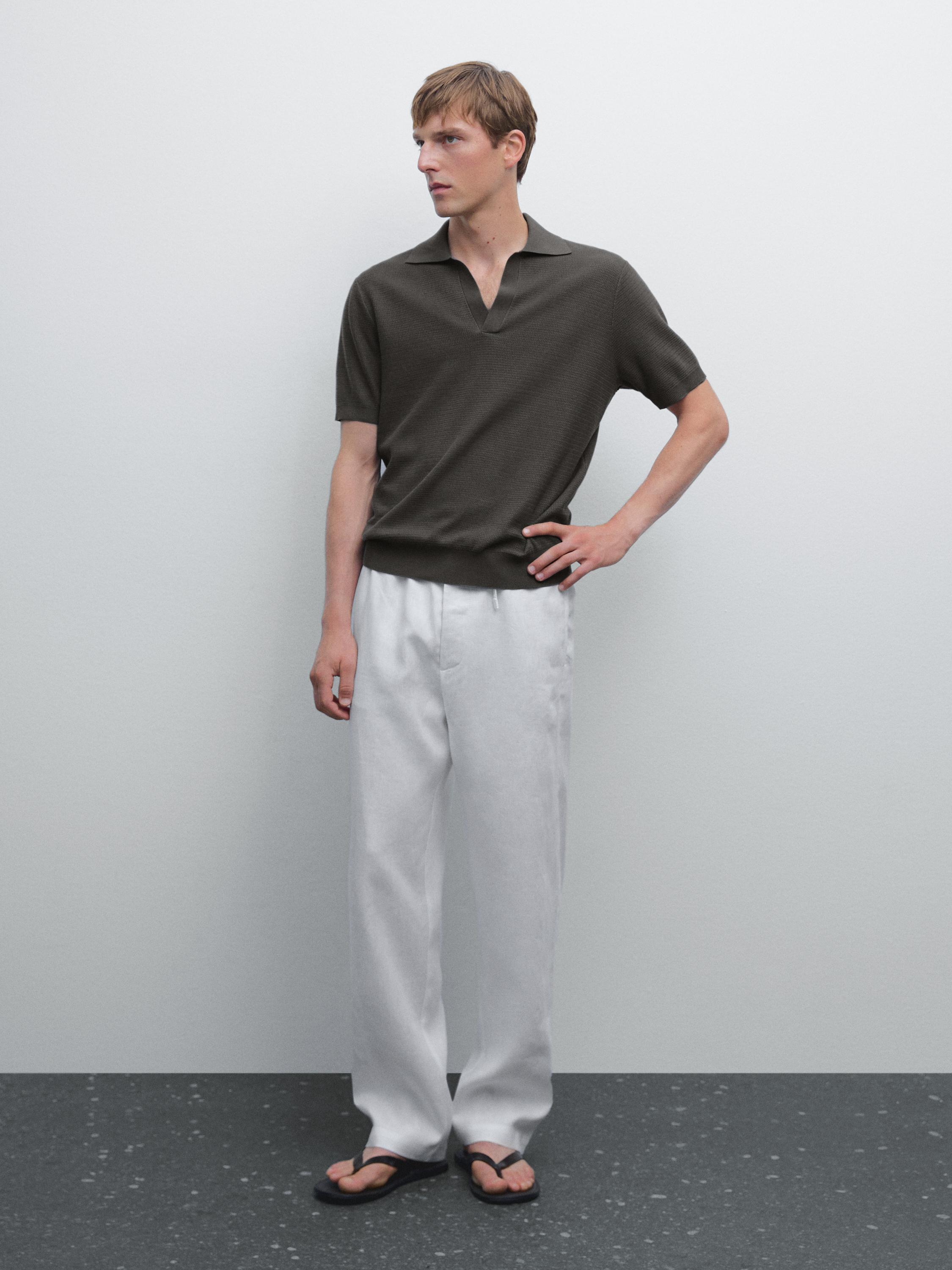 Knit V-neck polo shirt