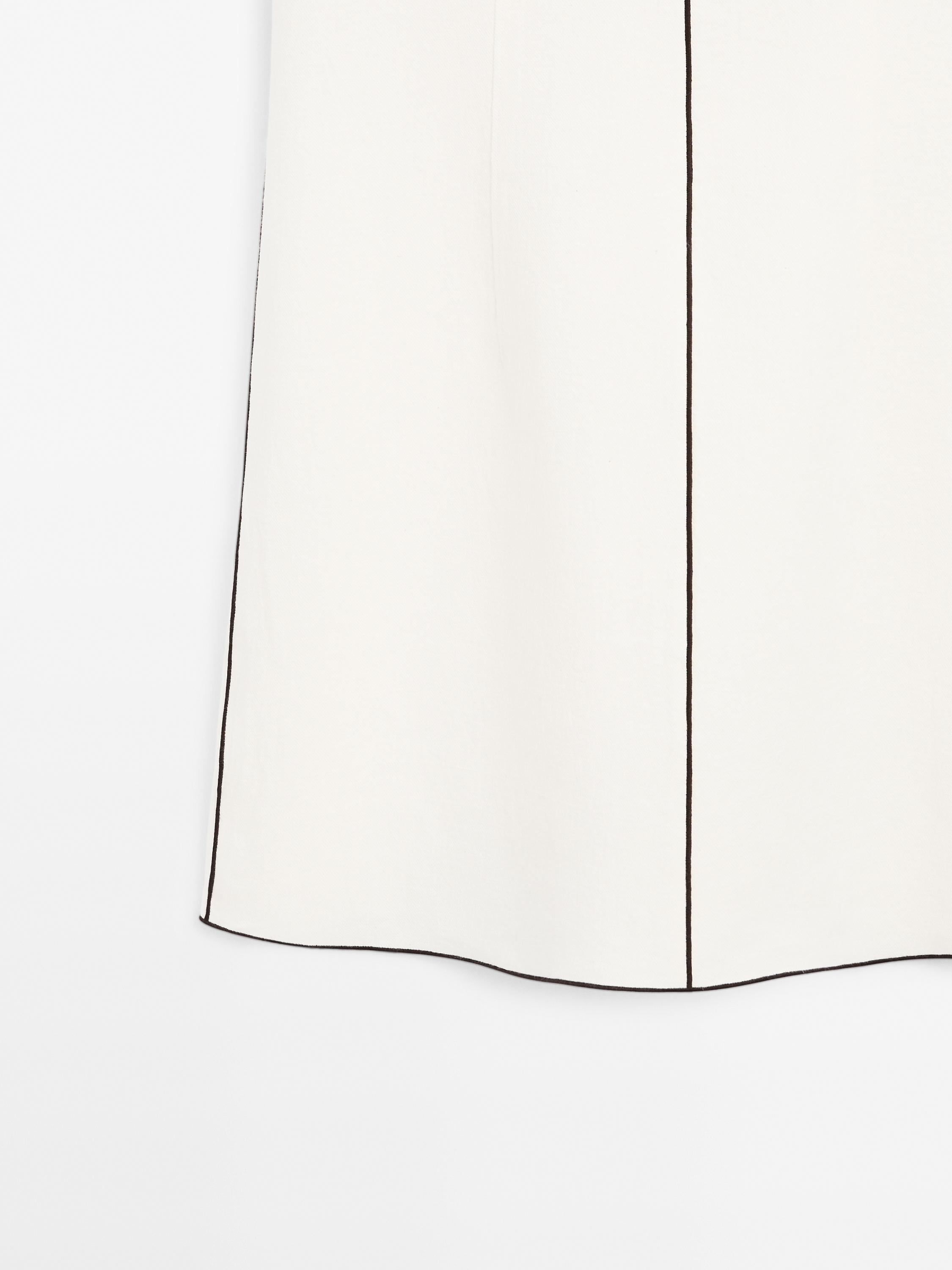 Linen mini dress with contrast trims