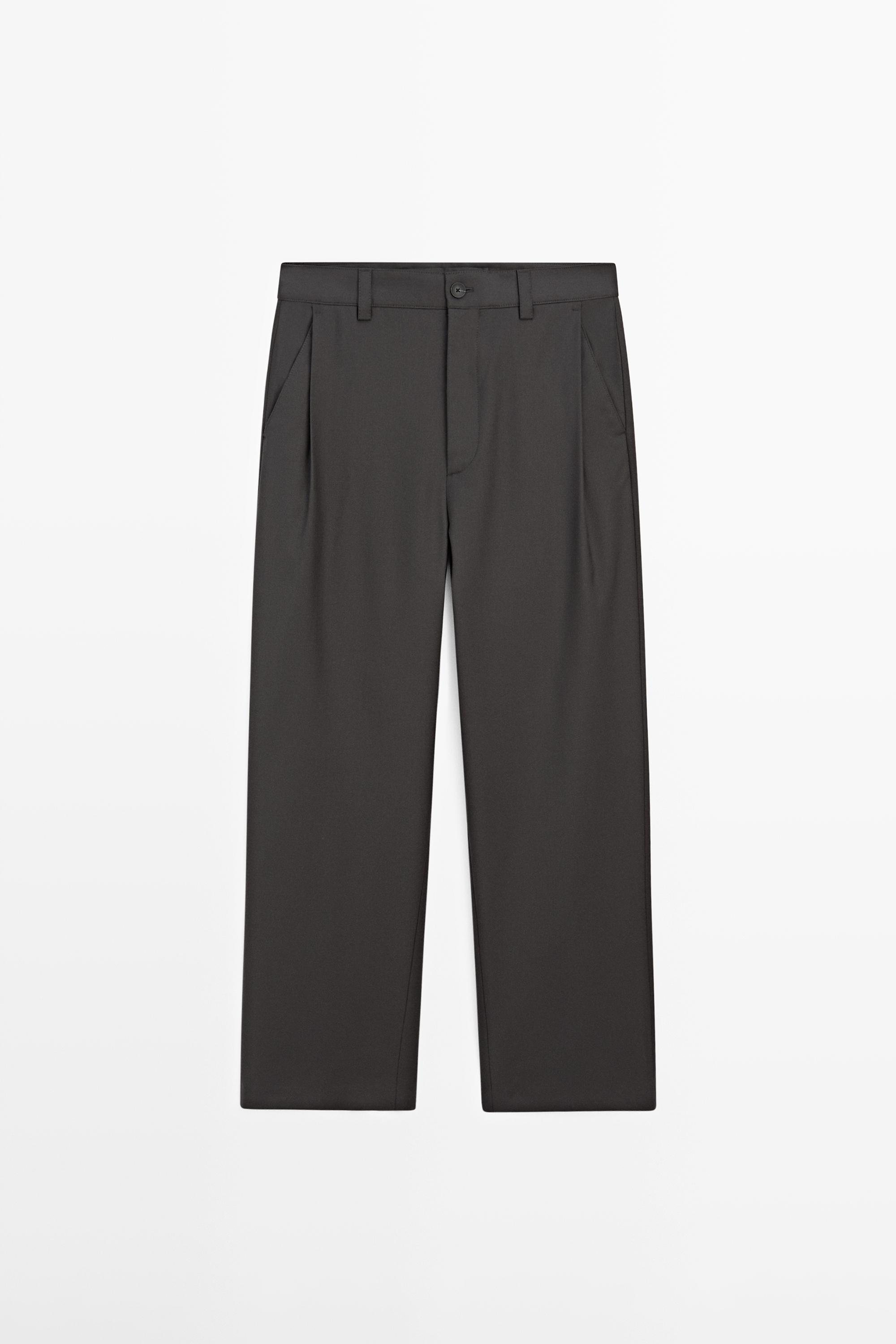 بنطلون صوف مخلوط بقصة مريحة