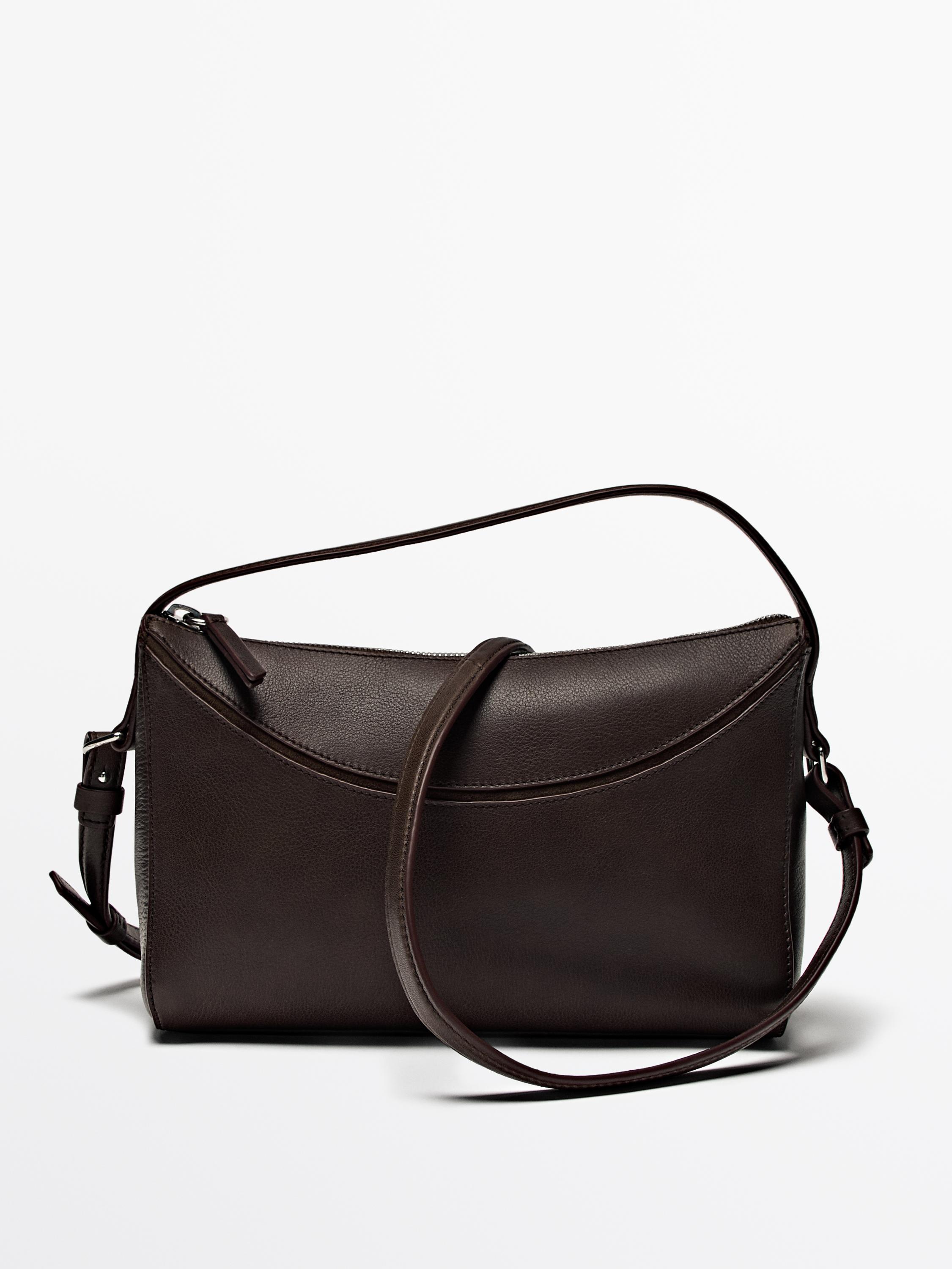 Nappa Leather Bag With Curved Detail Brown Accessories Massimo Dutti nappa-leather-bag-with-curved-detail-brown-accessories-massimo-dutti