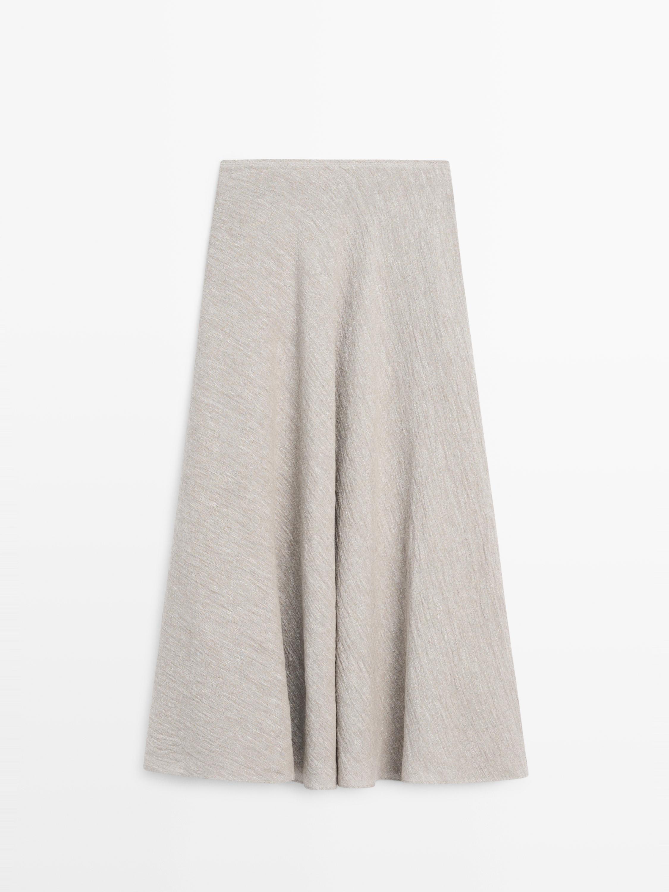 Waffle-knit flared midi skirt — GREY