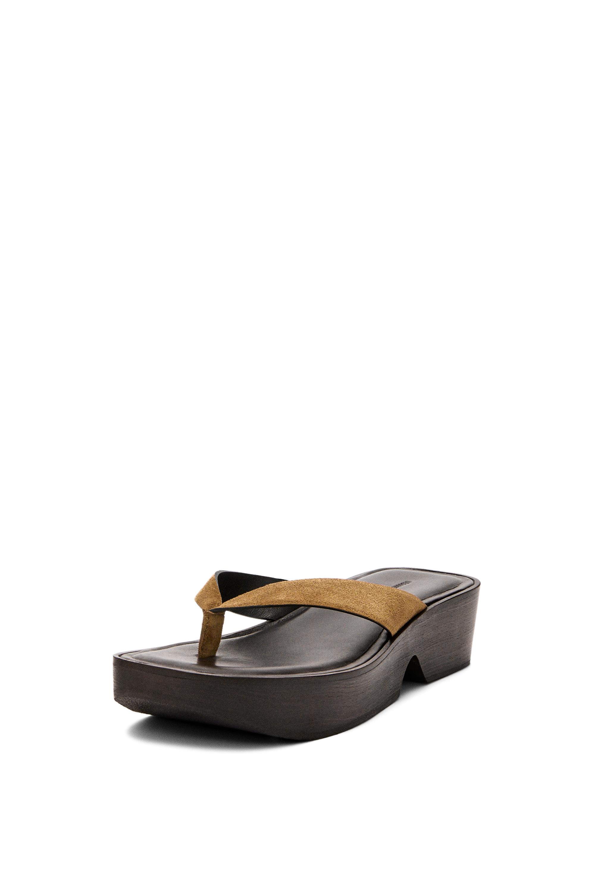 Leather wedge heel sandals — CAMEL