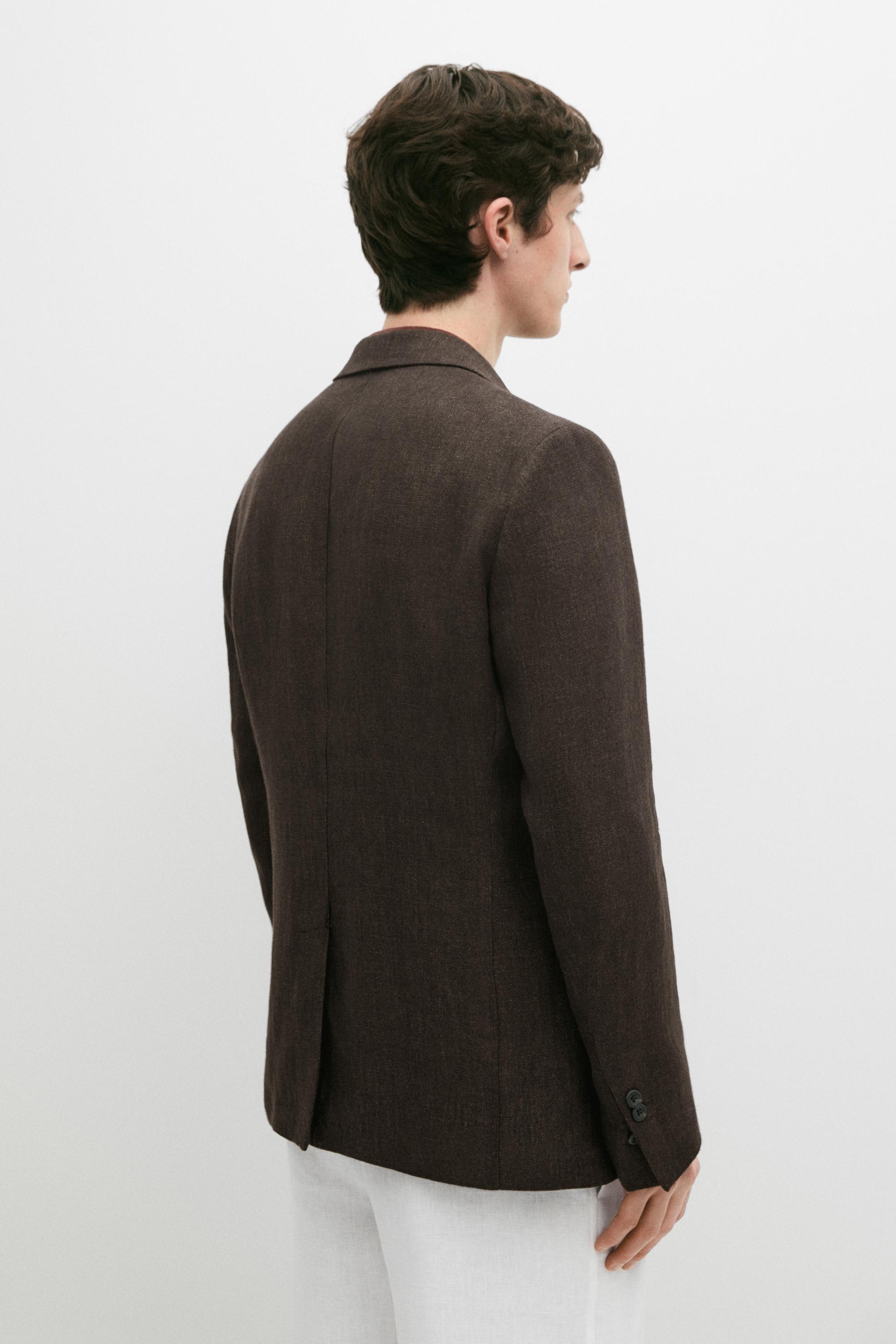 100% linen melange blazer — BROWN