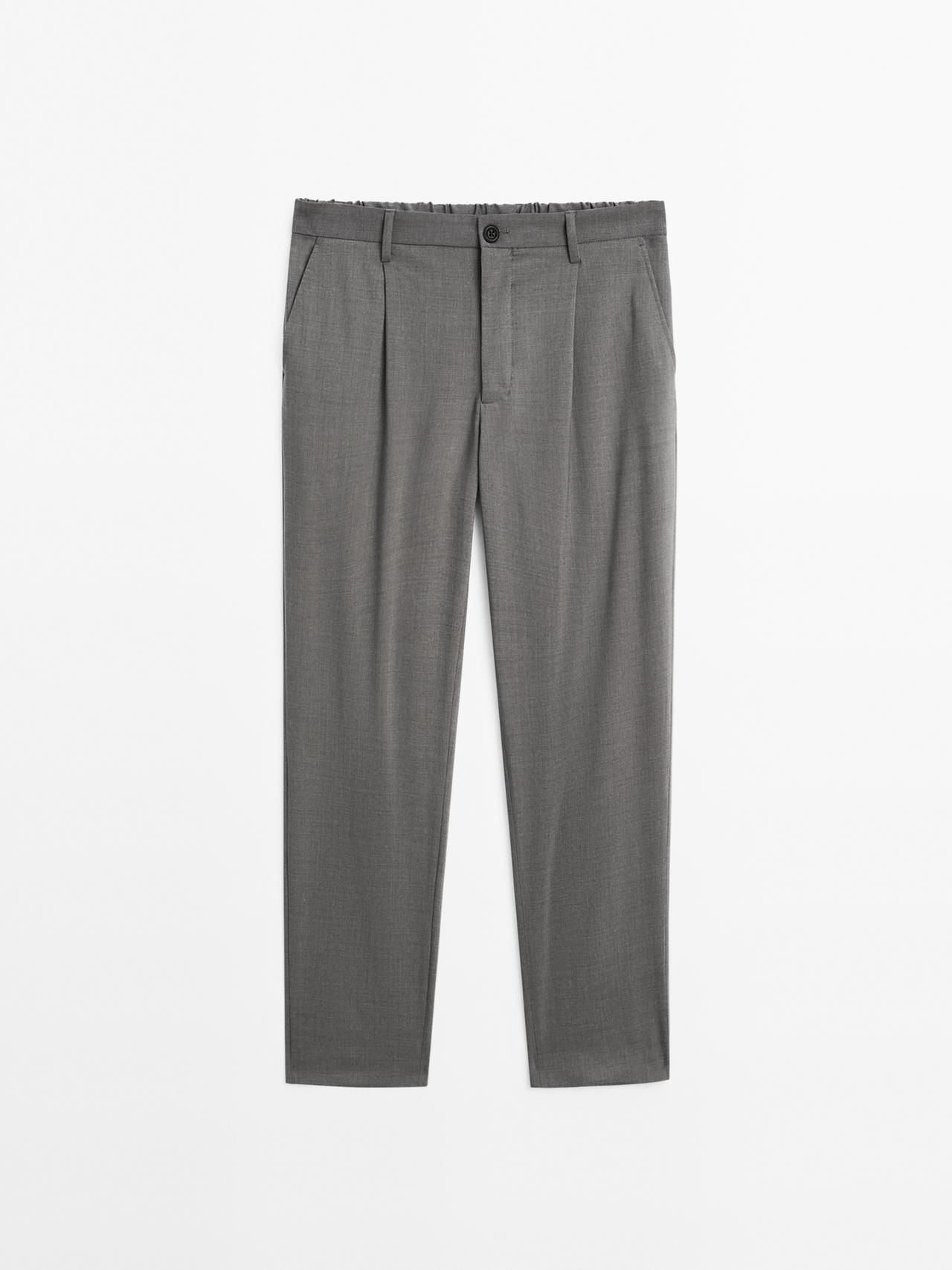 Massimo Dutti - Herre - Relaxed Fit Bukser Med Læg - Grå - 46