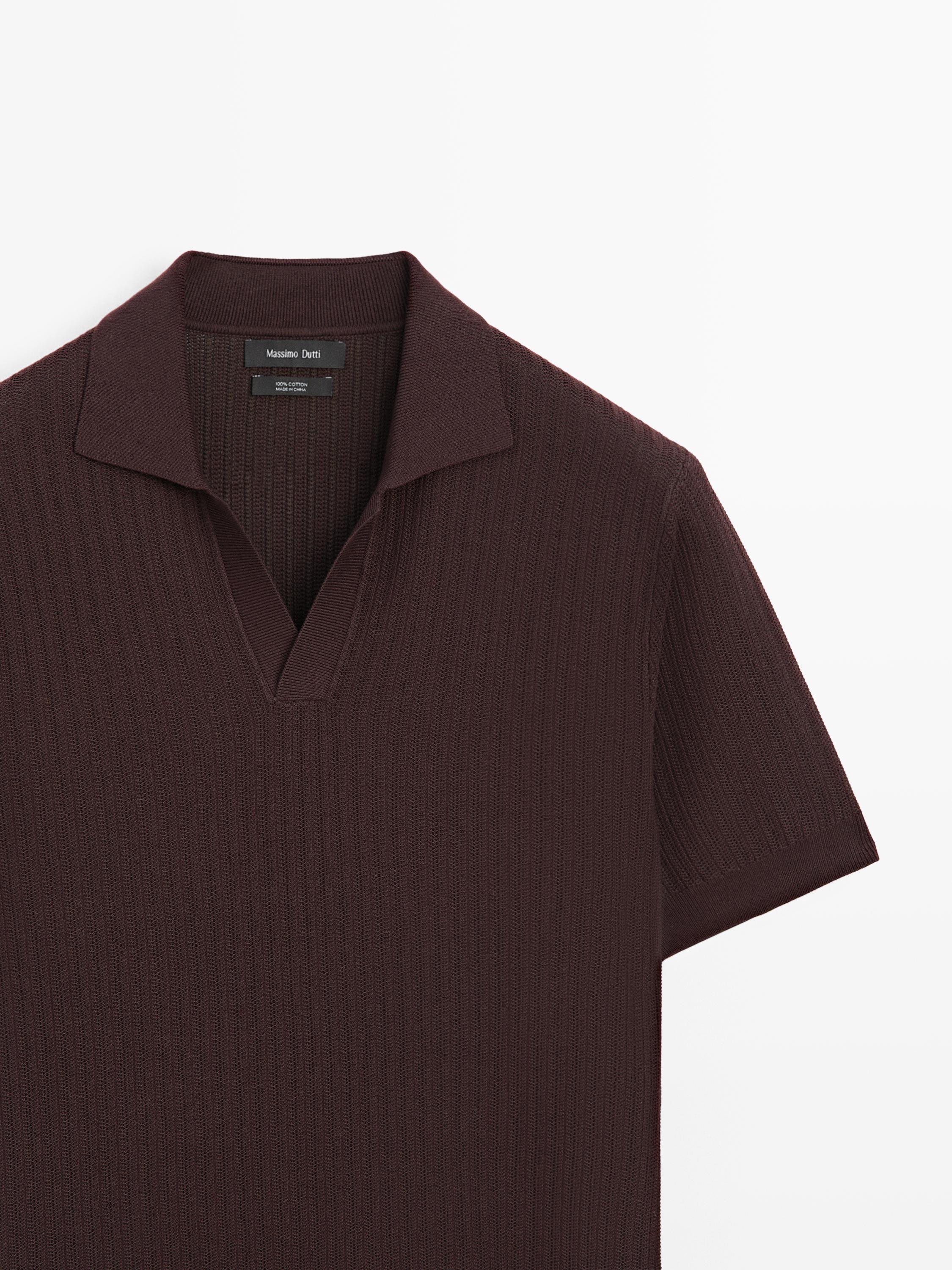 Jacquard knit polo sweater — BURGUNDY