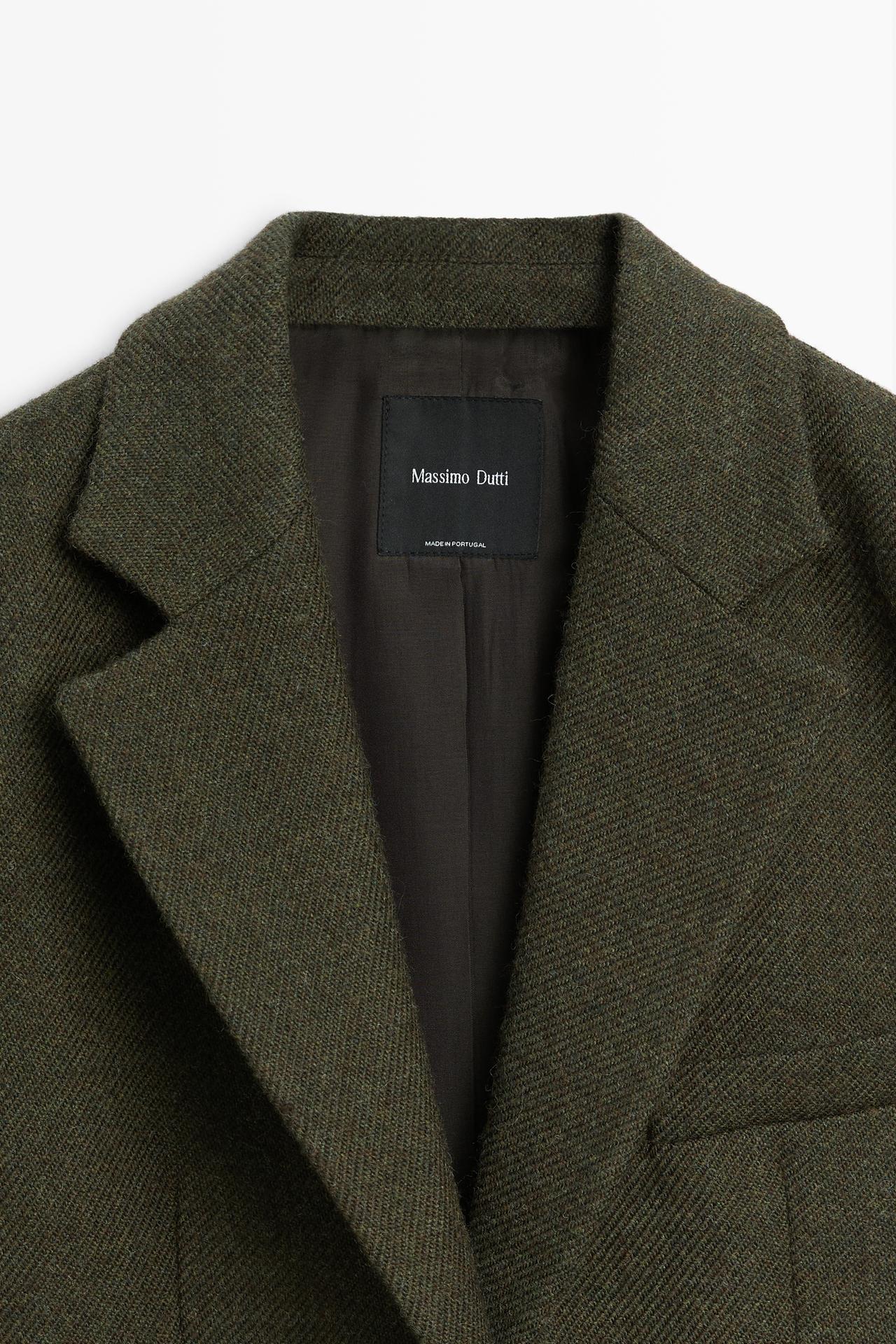 100% Melange Wool Blazer — PALE KHAKI