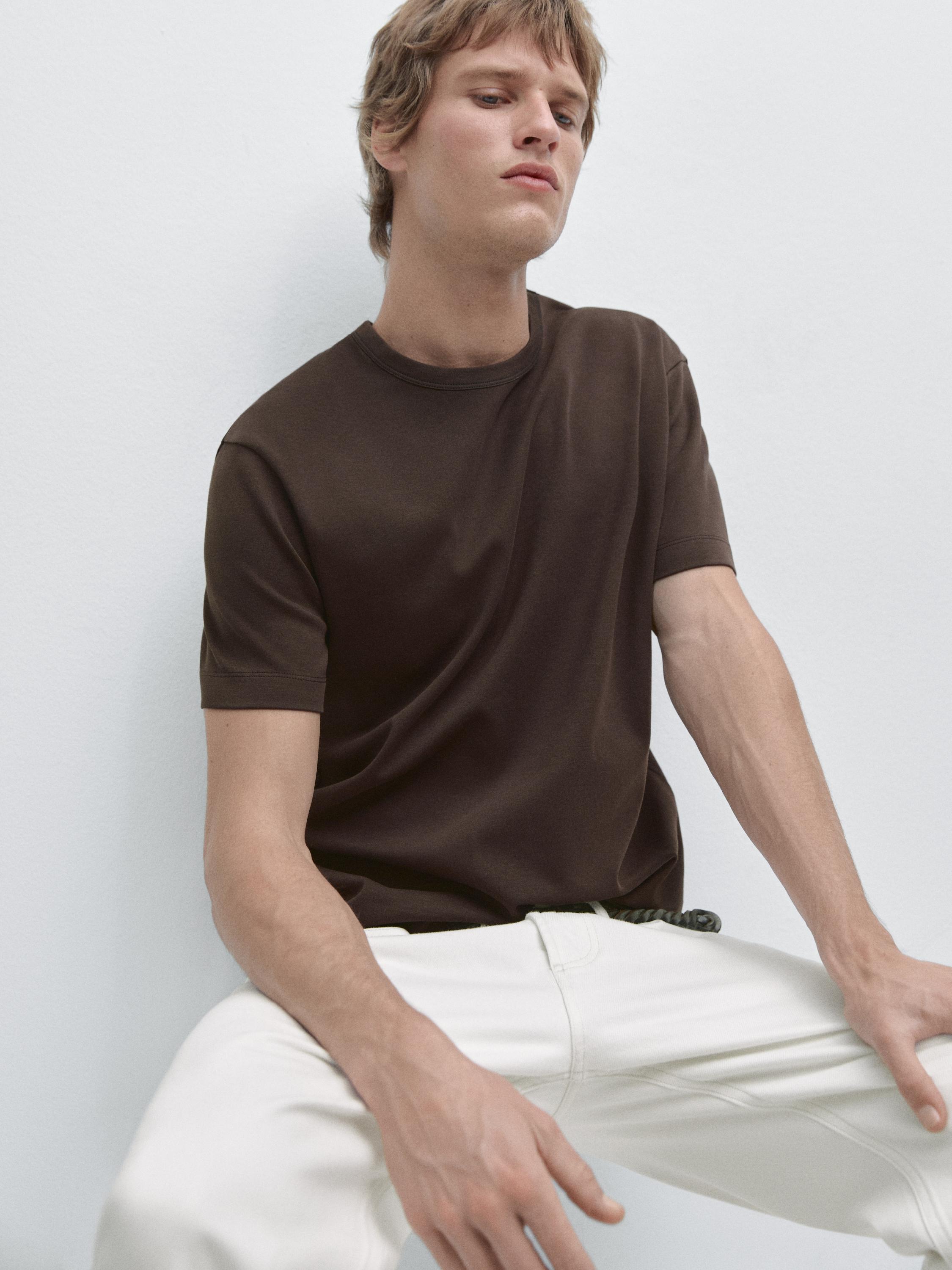 100% cotton short-sleeve T-shirt — Chocolate