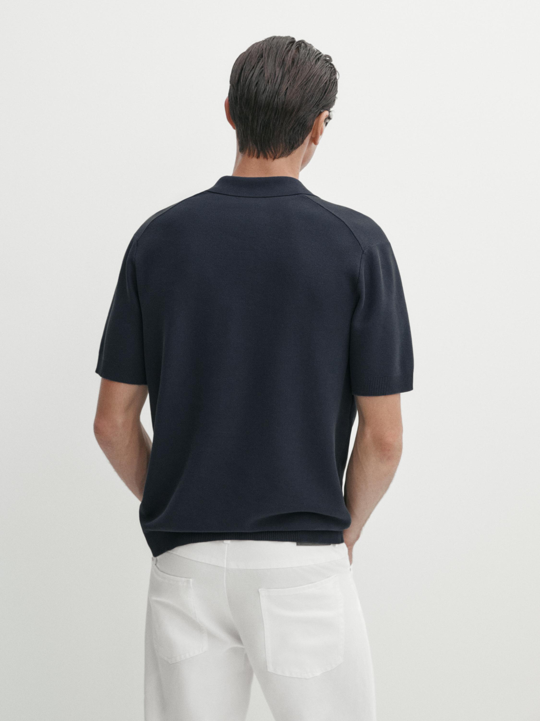 Pull polo en maille à manches courtes
