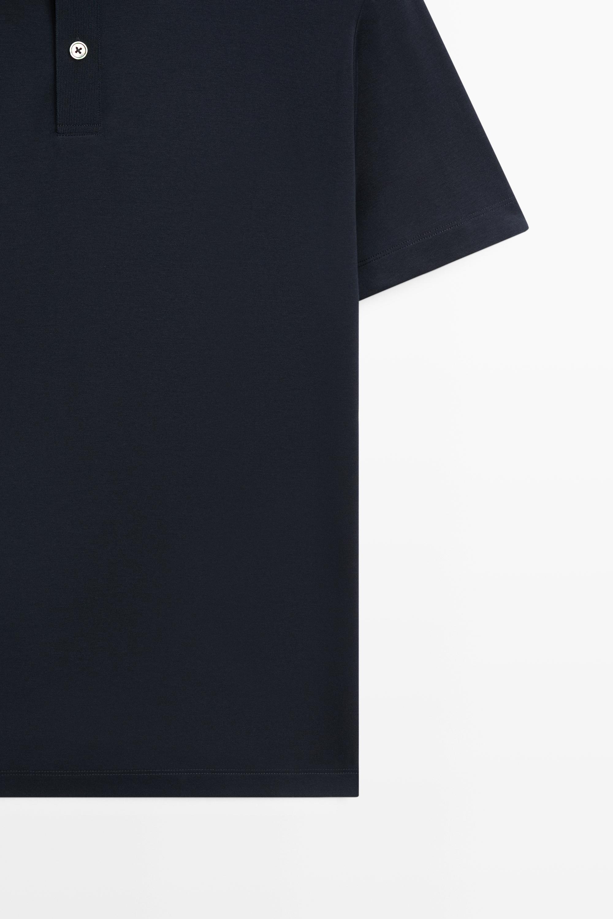 Short sleeve polo shirt with contrast detail — NAVY BLUE