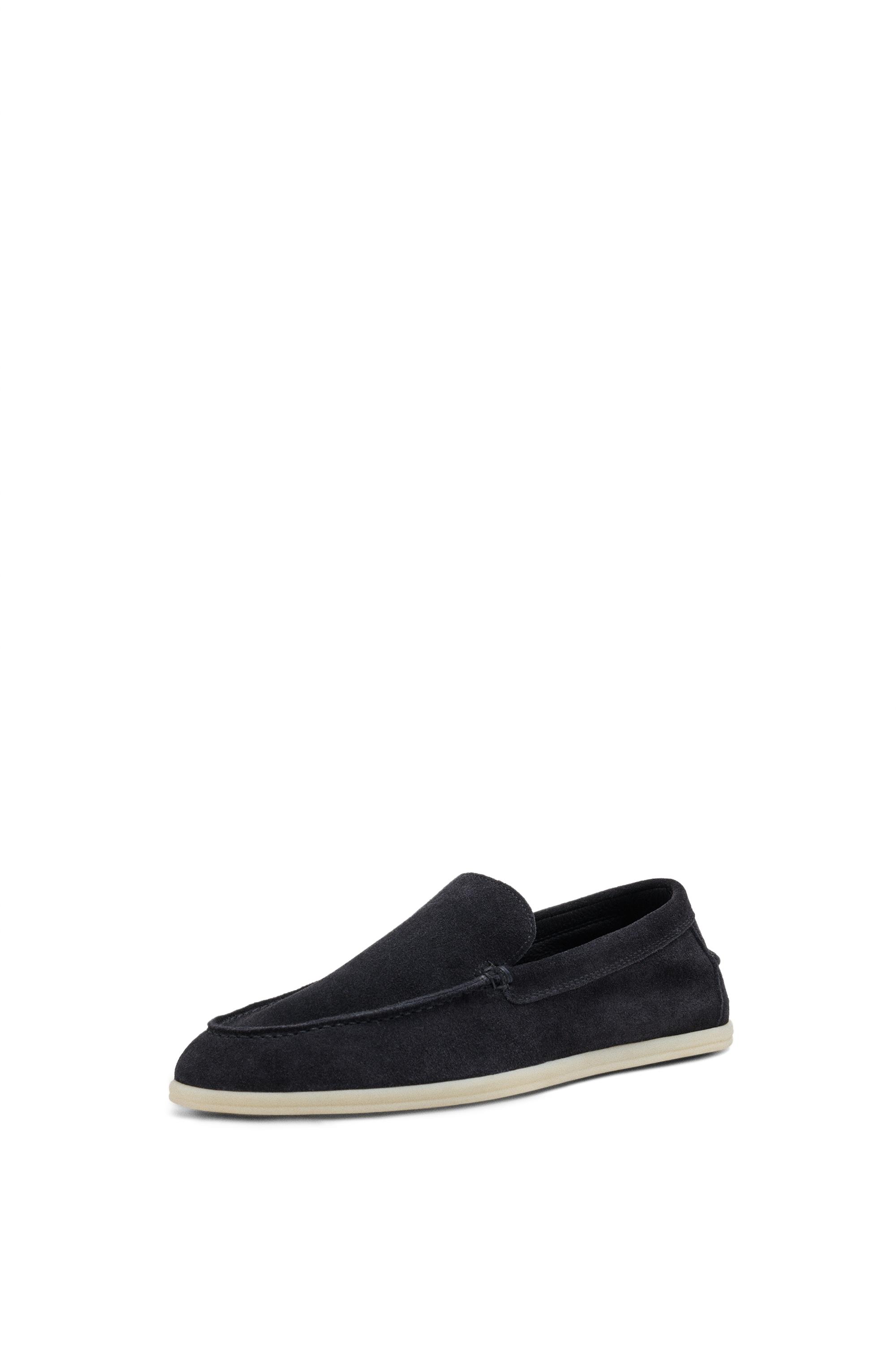 Soft split leather loafers — BLUE