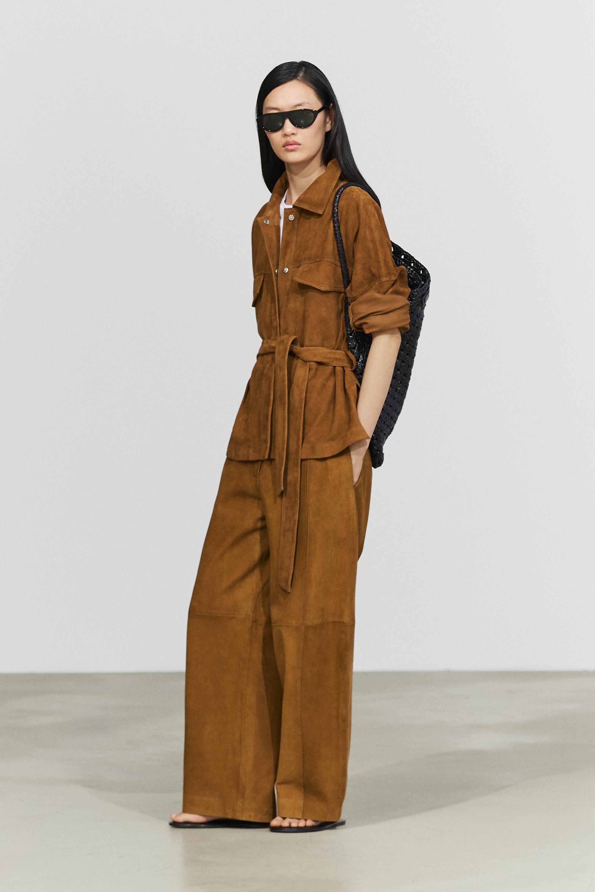 Suede leather jacket — DARK CAMEL