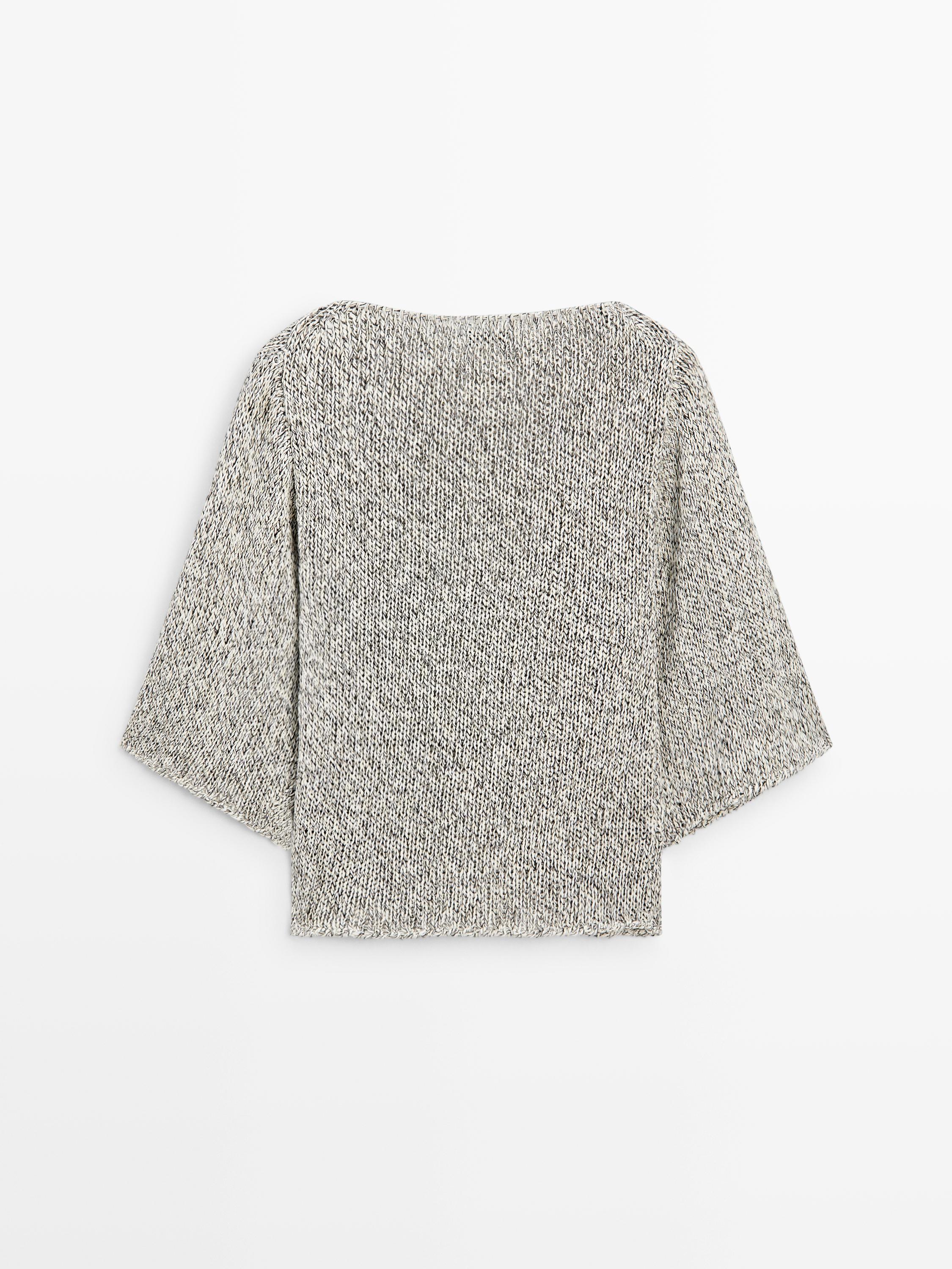 100% cotton knit cape sweater — PALE GREY