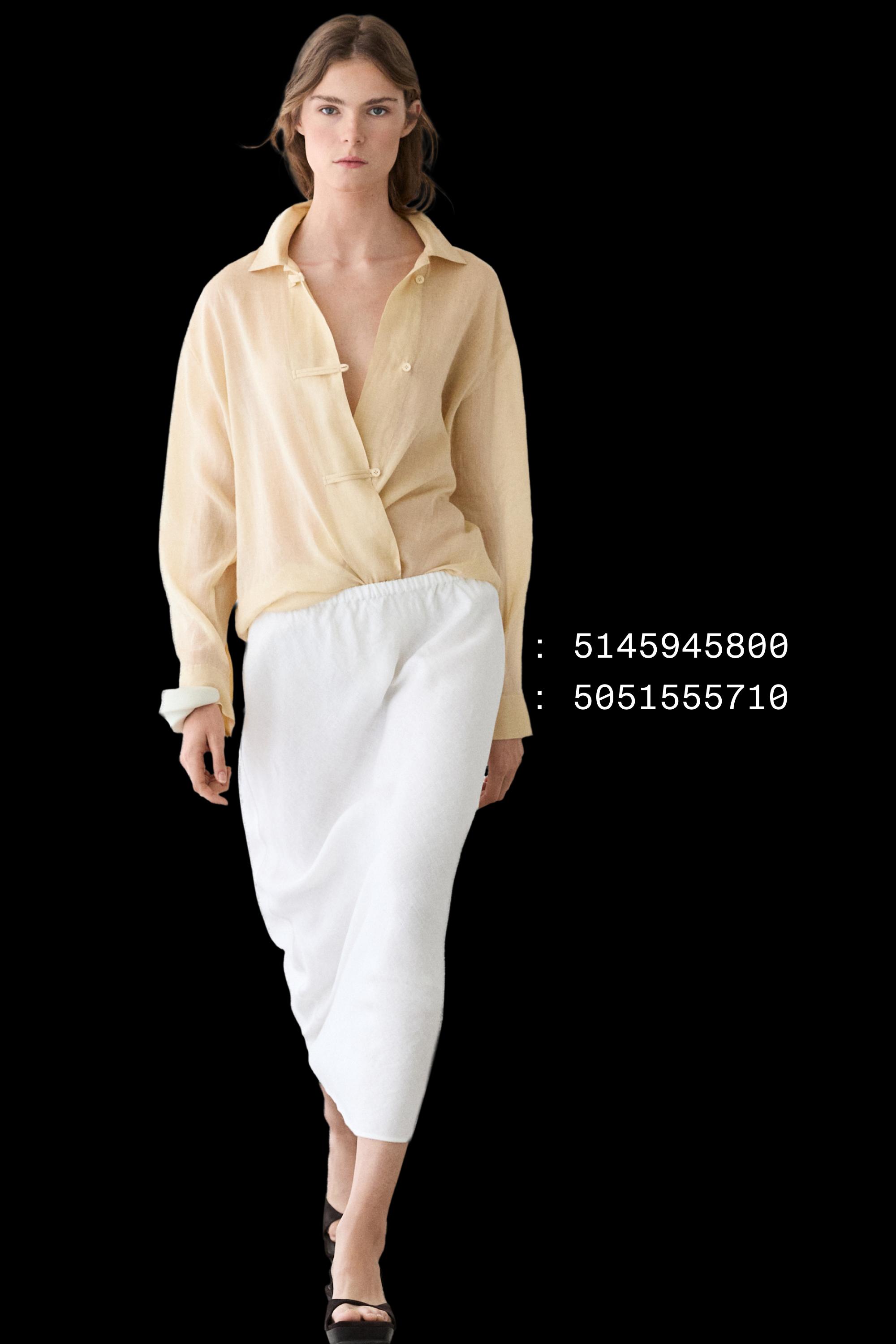 Flowing total look 100% ramie shirt — BEIGE