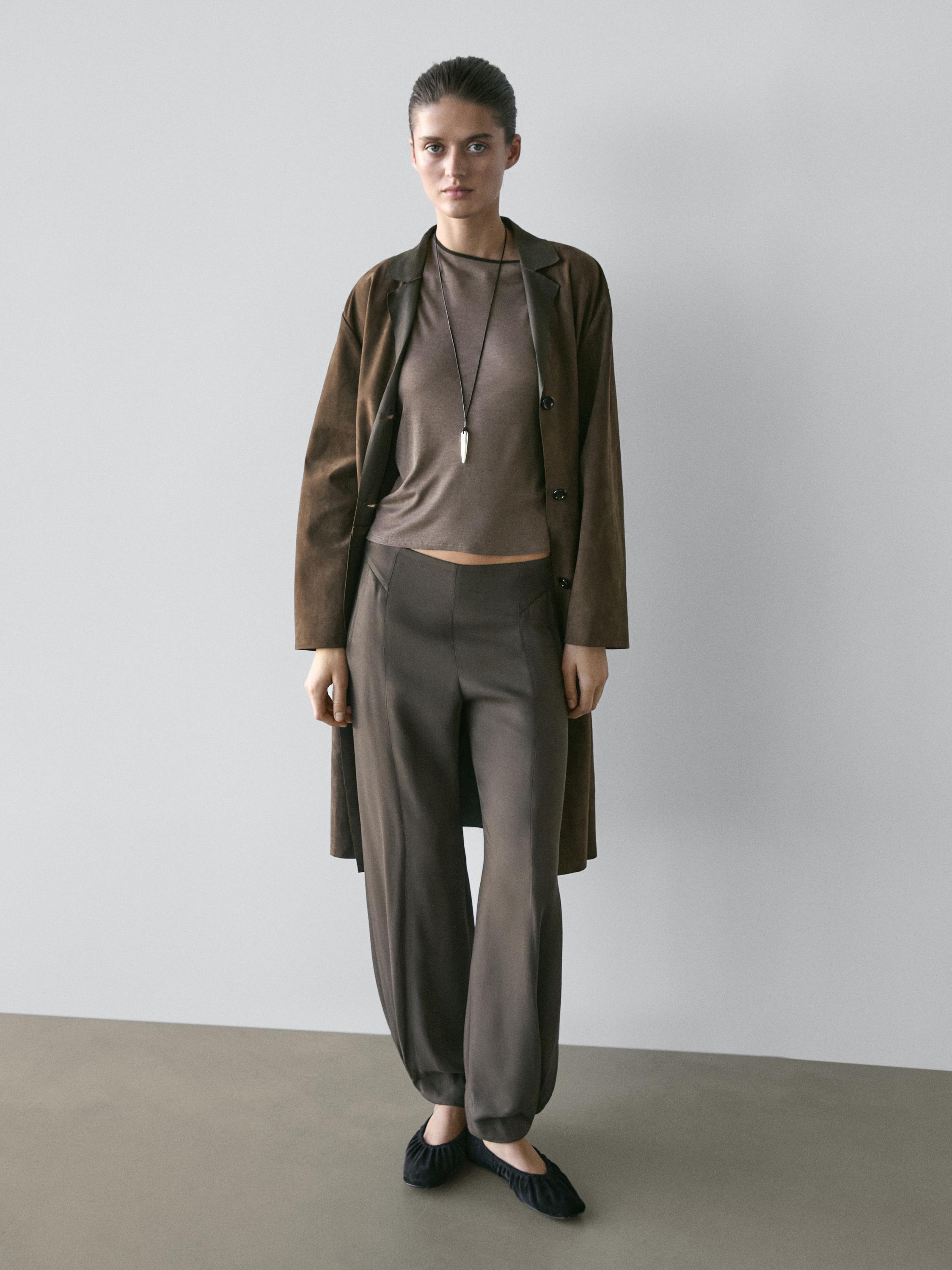 Flowing sarouel trousers — Greyish green